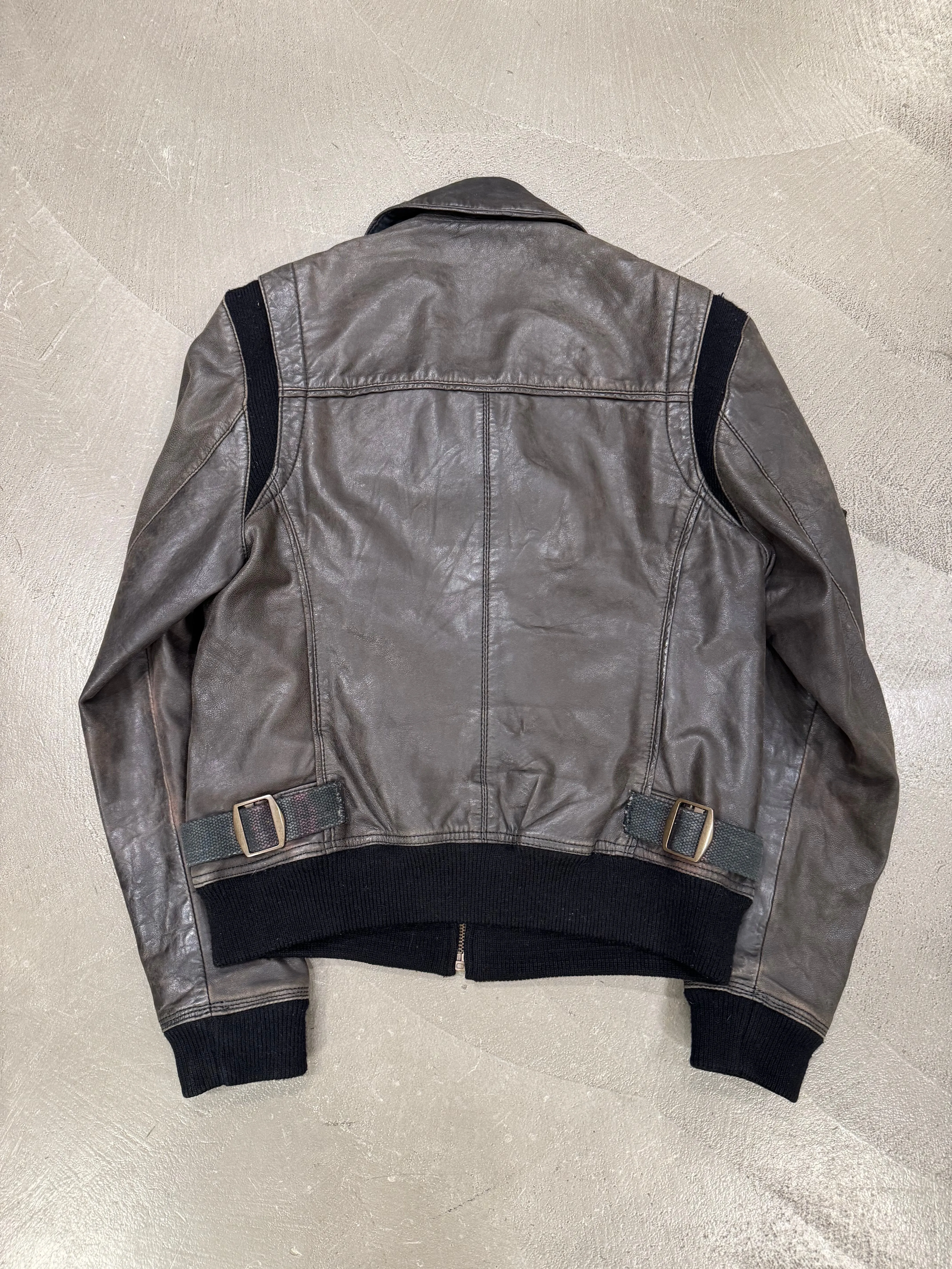 2000s Dolce & Gabbana military leather bomber jacket