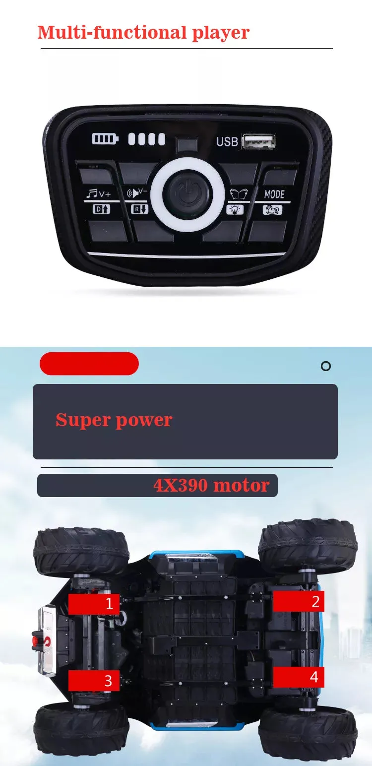 2025 | 24V Sport 4x4 MX Edition 2-Seater Ride-On Upgraded UTV | USB | Bluetooth | Leather Seat | Eva Rubber Tires | Remote