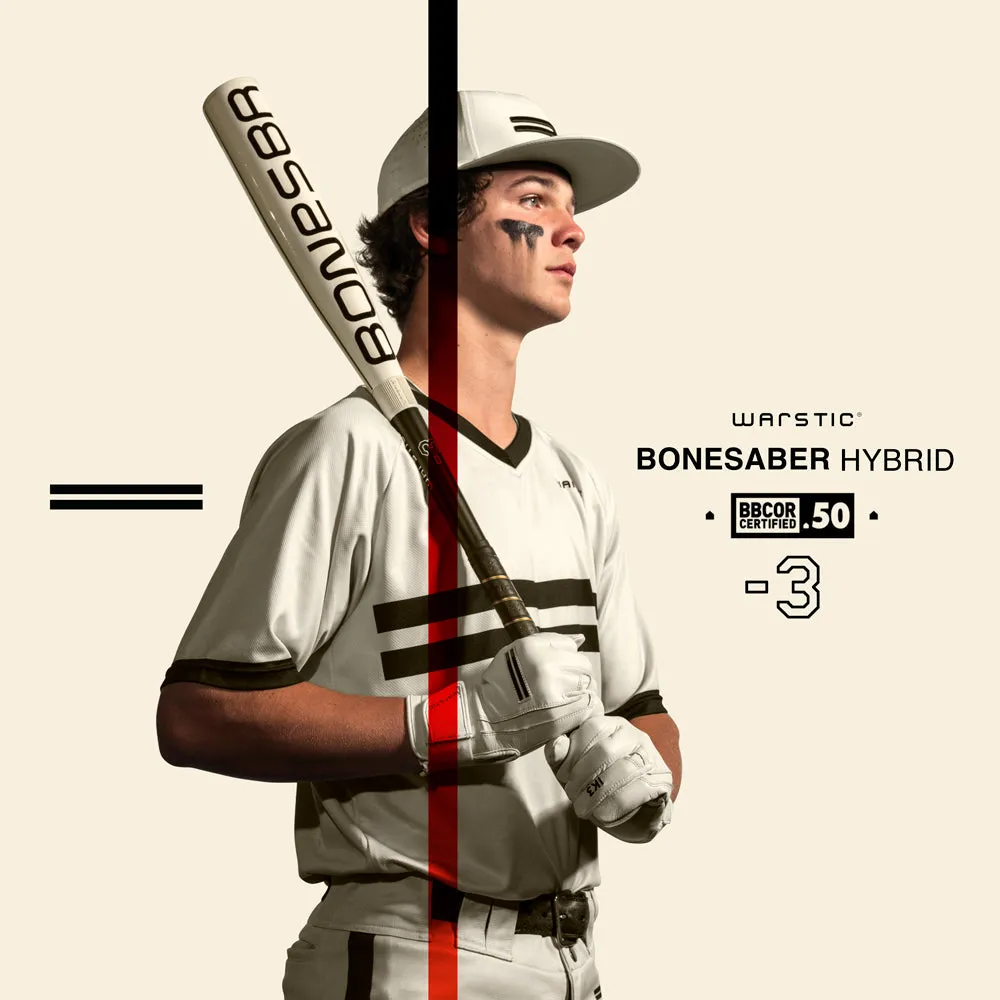 2025 Warstic Bonesaber Hybrid (-3) BBCOR Baseball Bat: MBBSRHB25WH3