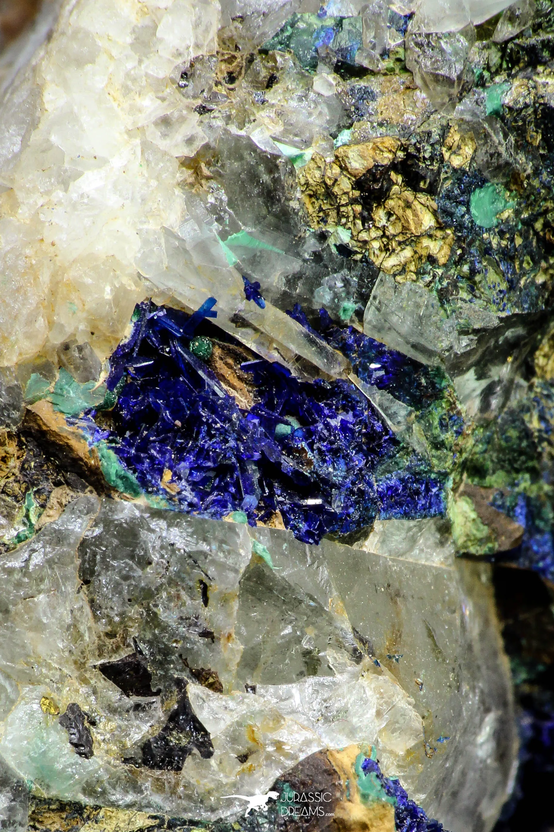 21193 - Beautiful Azurite Cristals   Malachite Cristals in Quartz Matrix - Alnif (South Morocco)