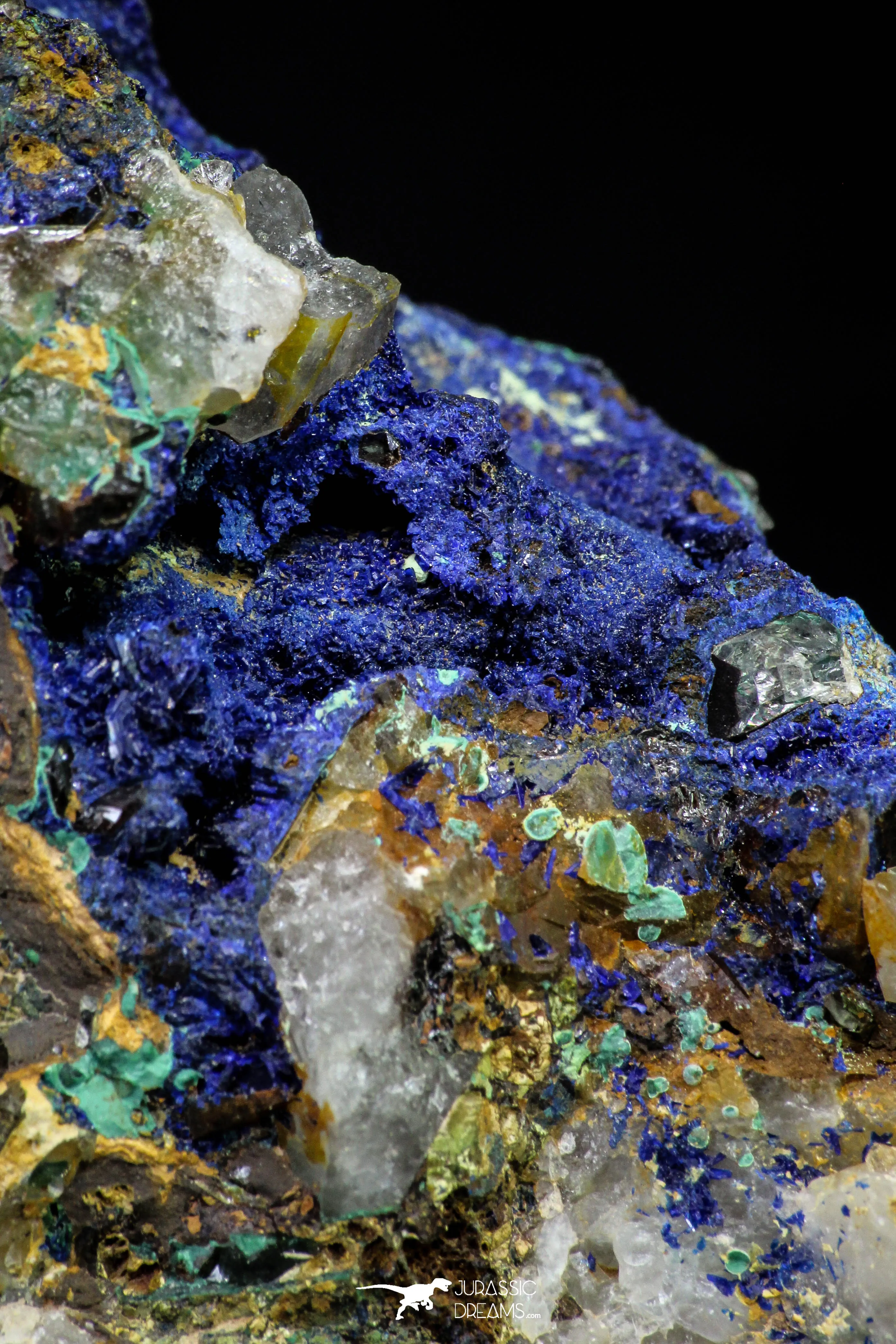 21193 - Beautiful Azurite Cristals   Malachite Cristals in Quartz Matrix - Alnif (South Morocco)