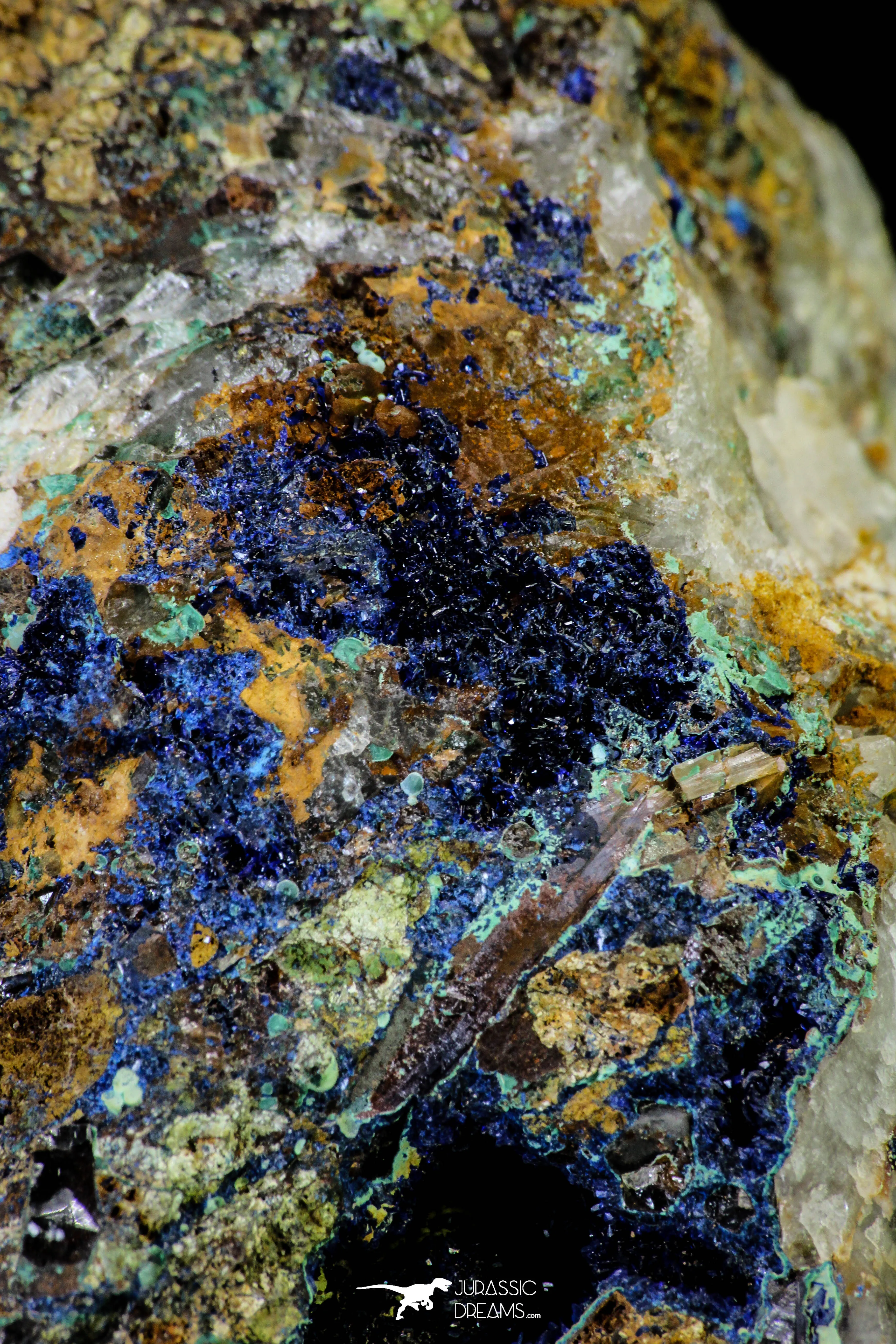 21193 - Beautiful Azurite Cristals   Malachite Cristals in Quartz Matrix - Alnif (South Morocco)