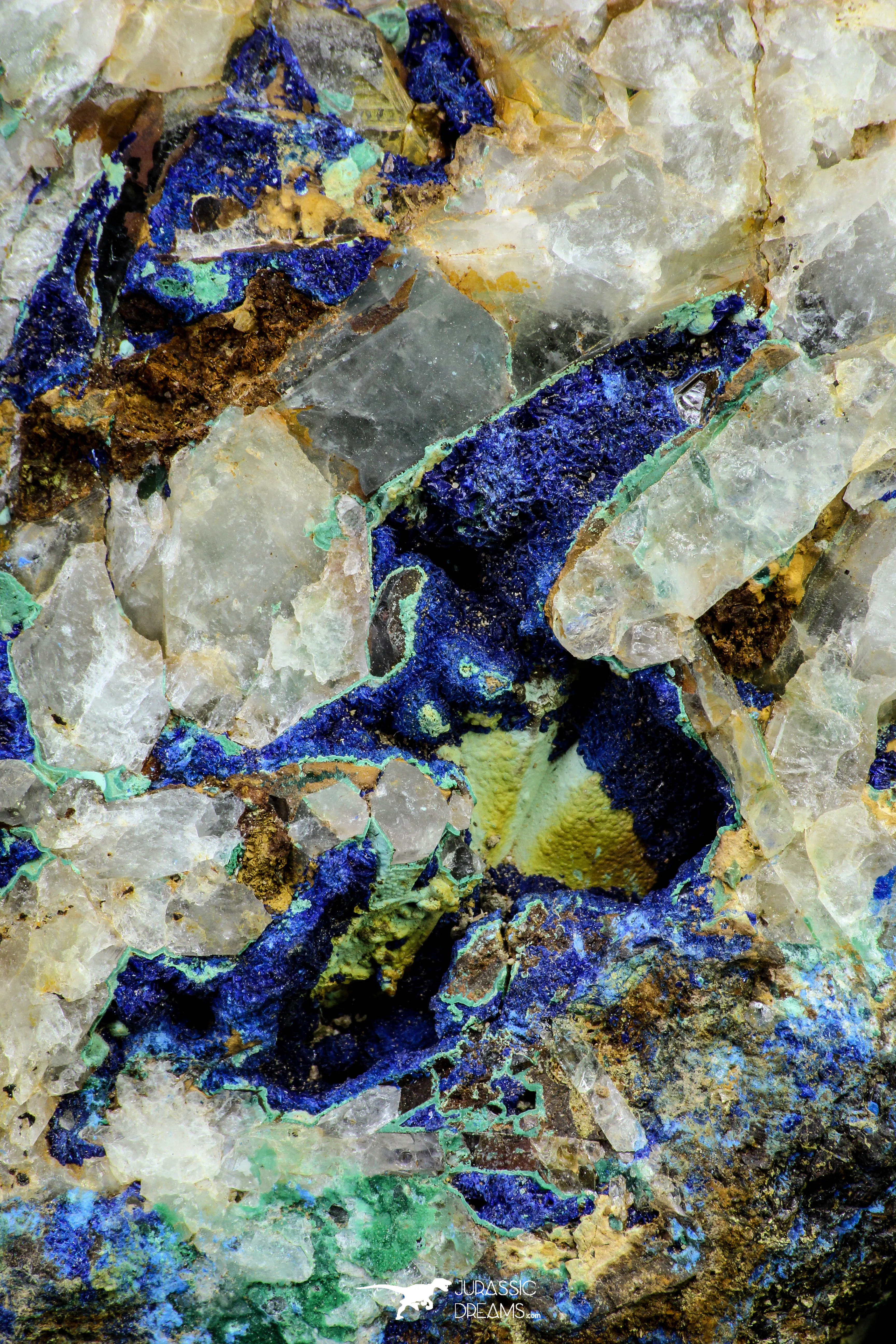 21193 - Beautiful Azurite Cristals   Malachite Cristals in Quartz Matrix - Alnif (South Morocco)