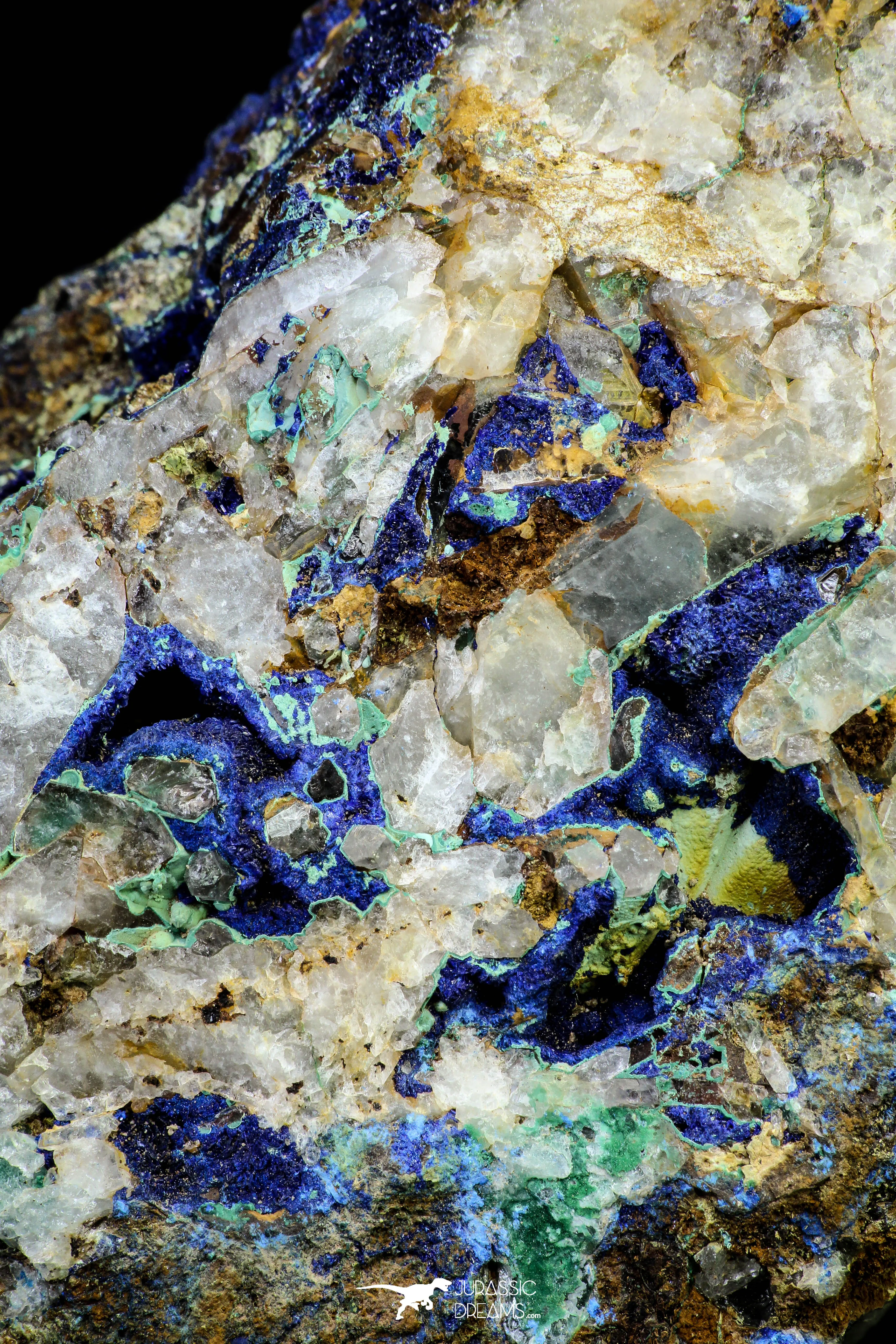 21193 - Beautiful Azurite Cristals   Malachite Cristals in Quartz Matrix - Alnif (South Morocco)