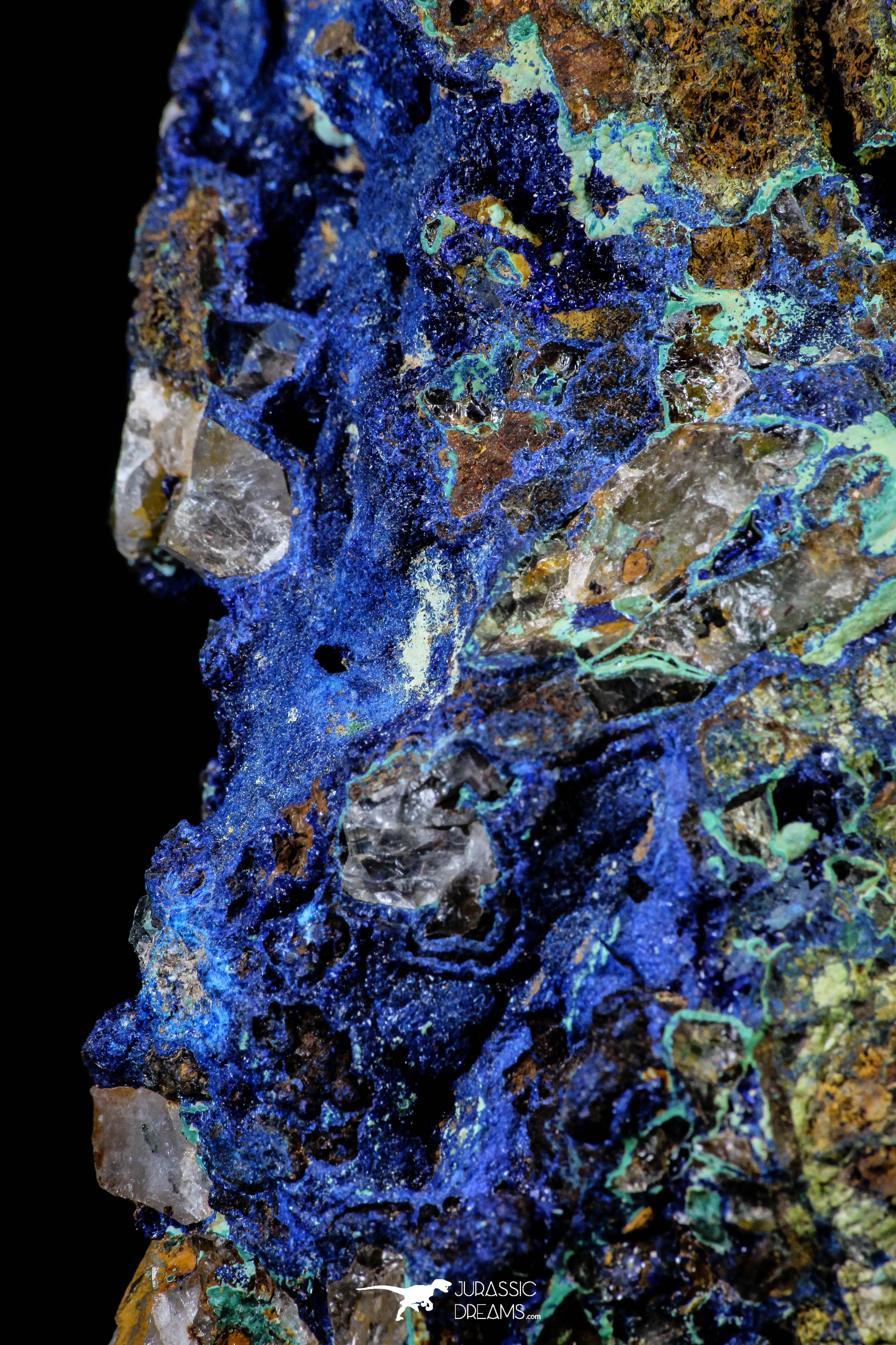 21193 - Beautiful Azurite Cristals   Malachite Cristals in Quartz Matrix - Alnif (South Morocco)
