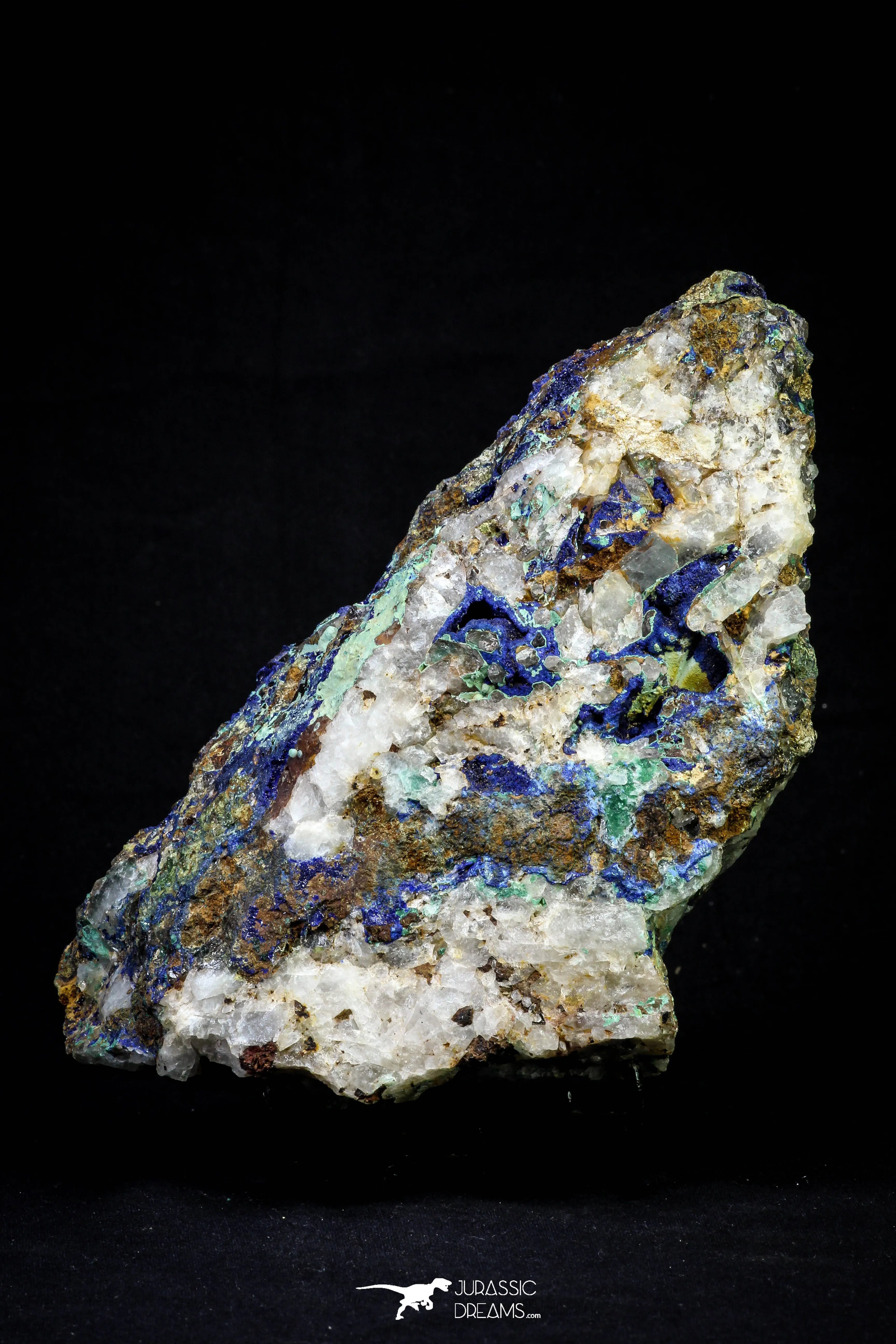 21193 - Beautiful Azurite Cristals   Malachite Cristals in Quartz Matrix - Alnif (South Morocco)