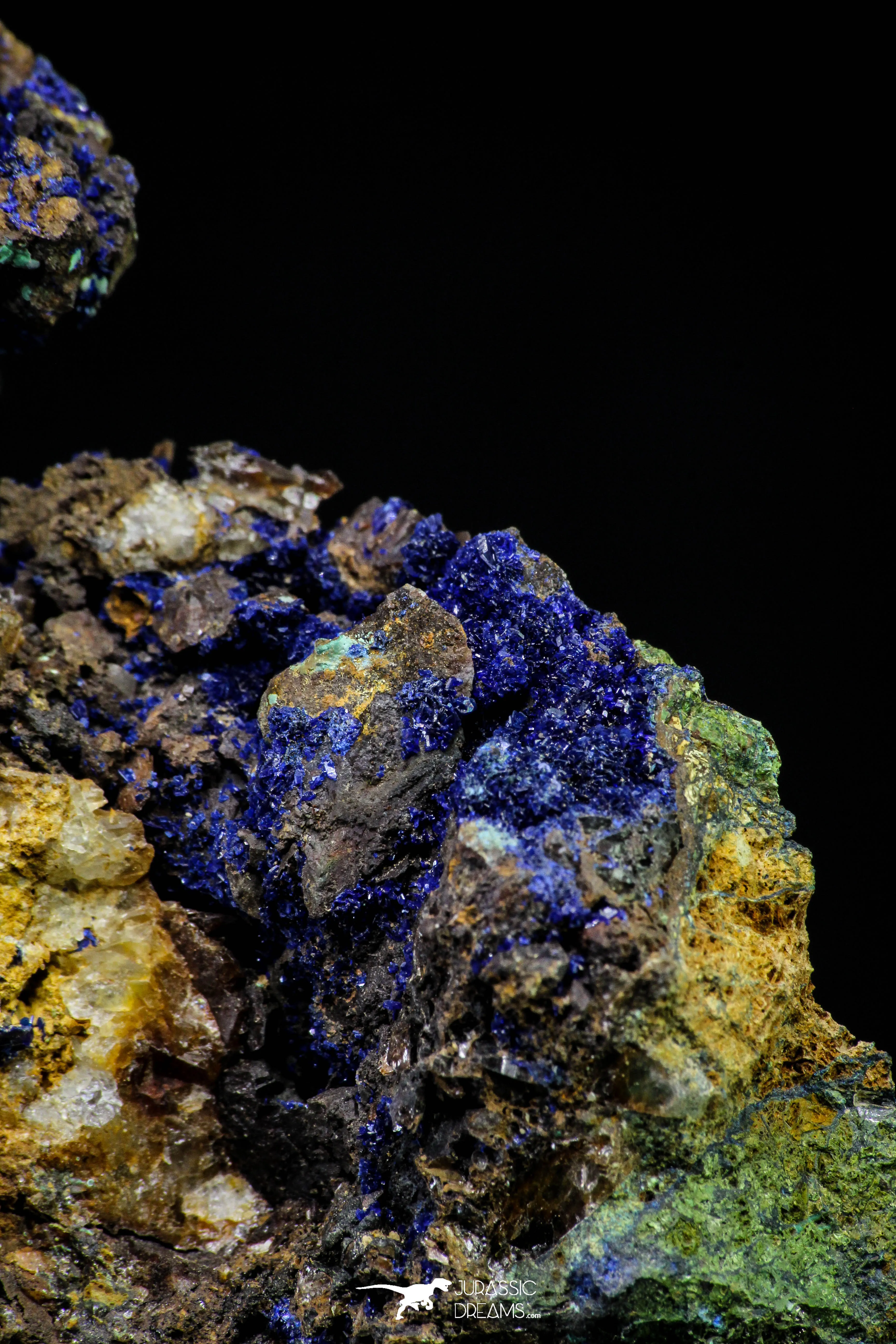 21194 - Beautiful Azurite Cristals   Malachite Cristals in Quartz Matrix - Alnif (South Morocco)