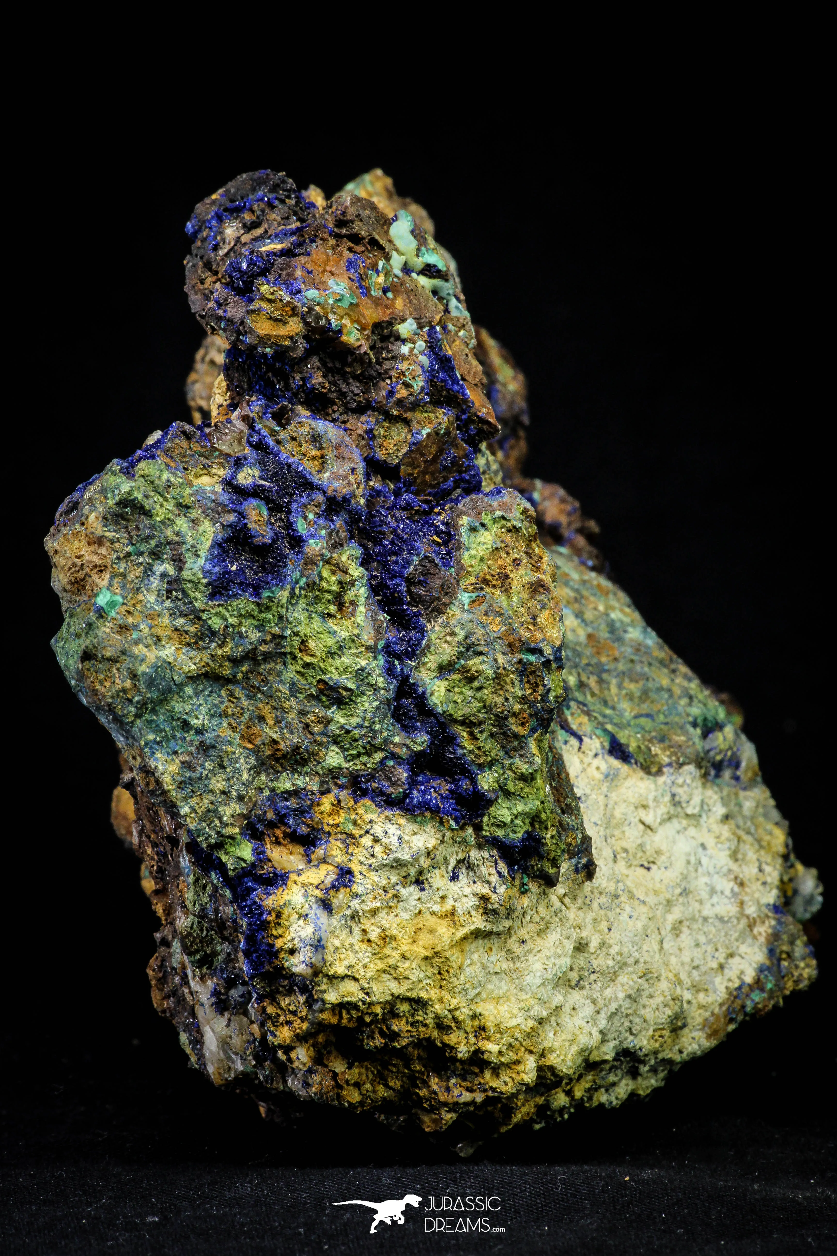 21194 - Beautiful Azurite Cristals   Malachite Cristals in Quartz Matrix - Alnif (South Morocco)