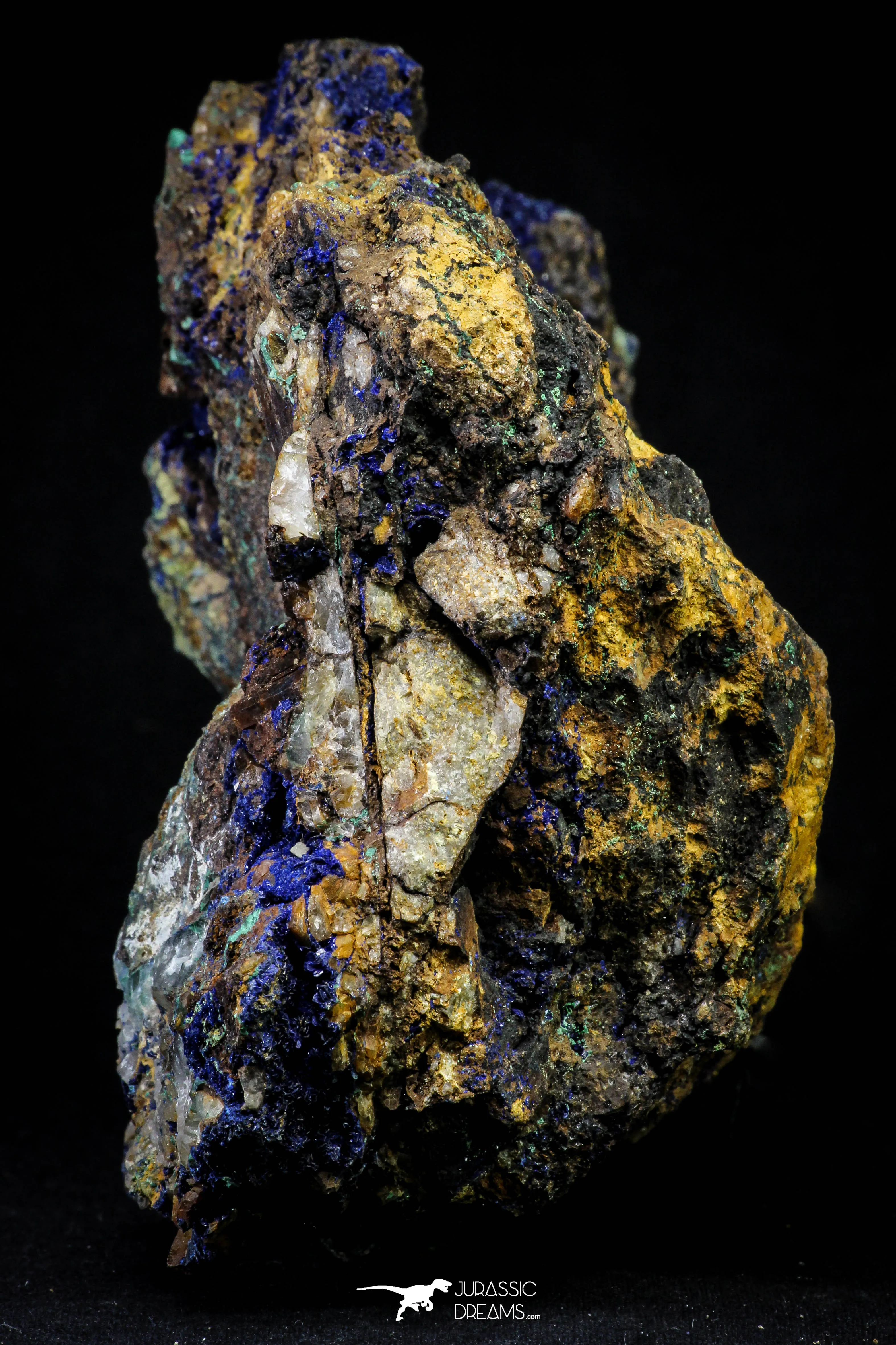 21194 - Beautiful Azurite Cristals   Malachite Cristals in Quartz Matrix - Alnif (South Morocco)