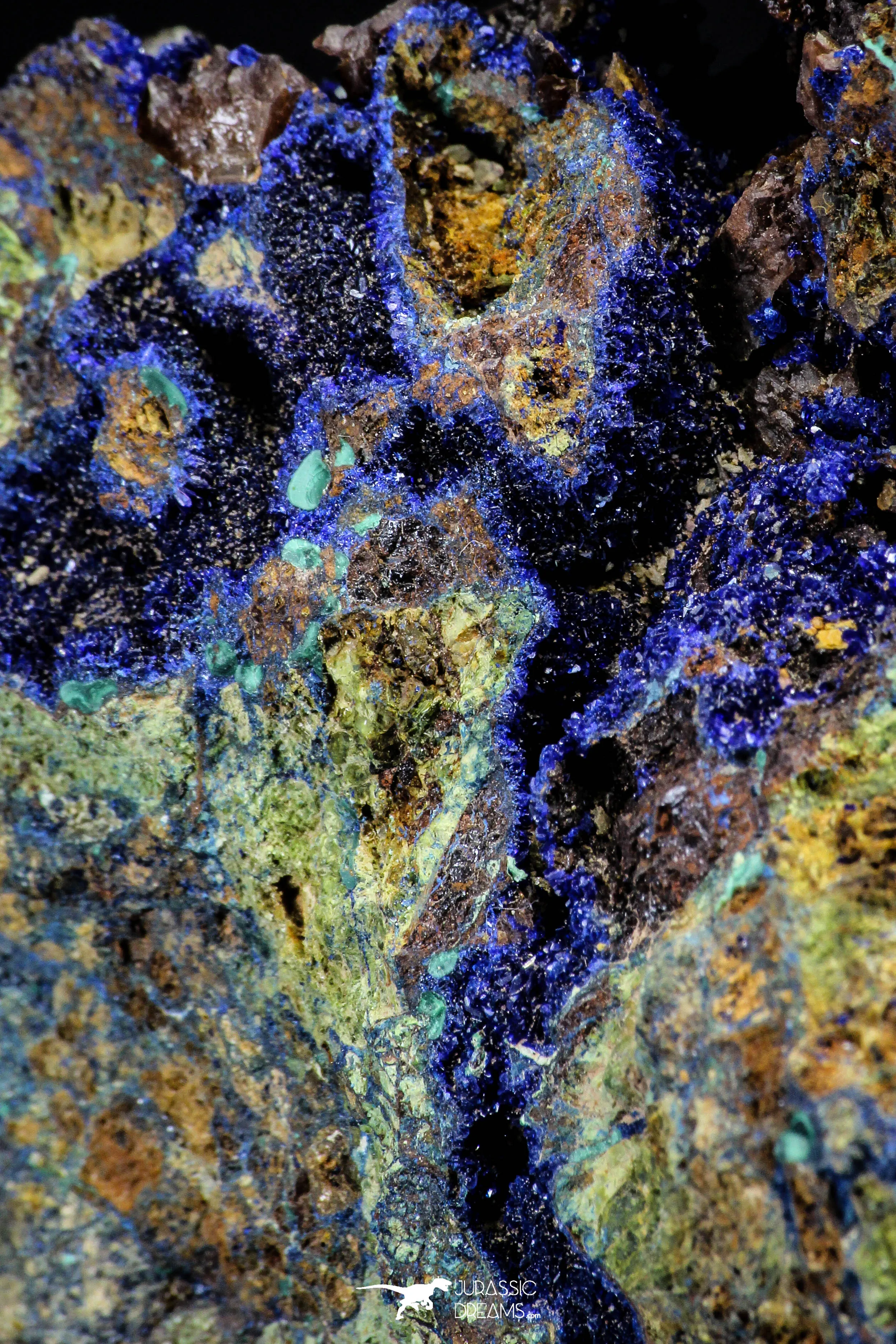 21194 - Beautiful Azurite Cristals   Malachite Cristals in Quartz Matrix - Alnif (South Morocco)