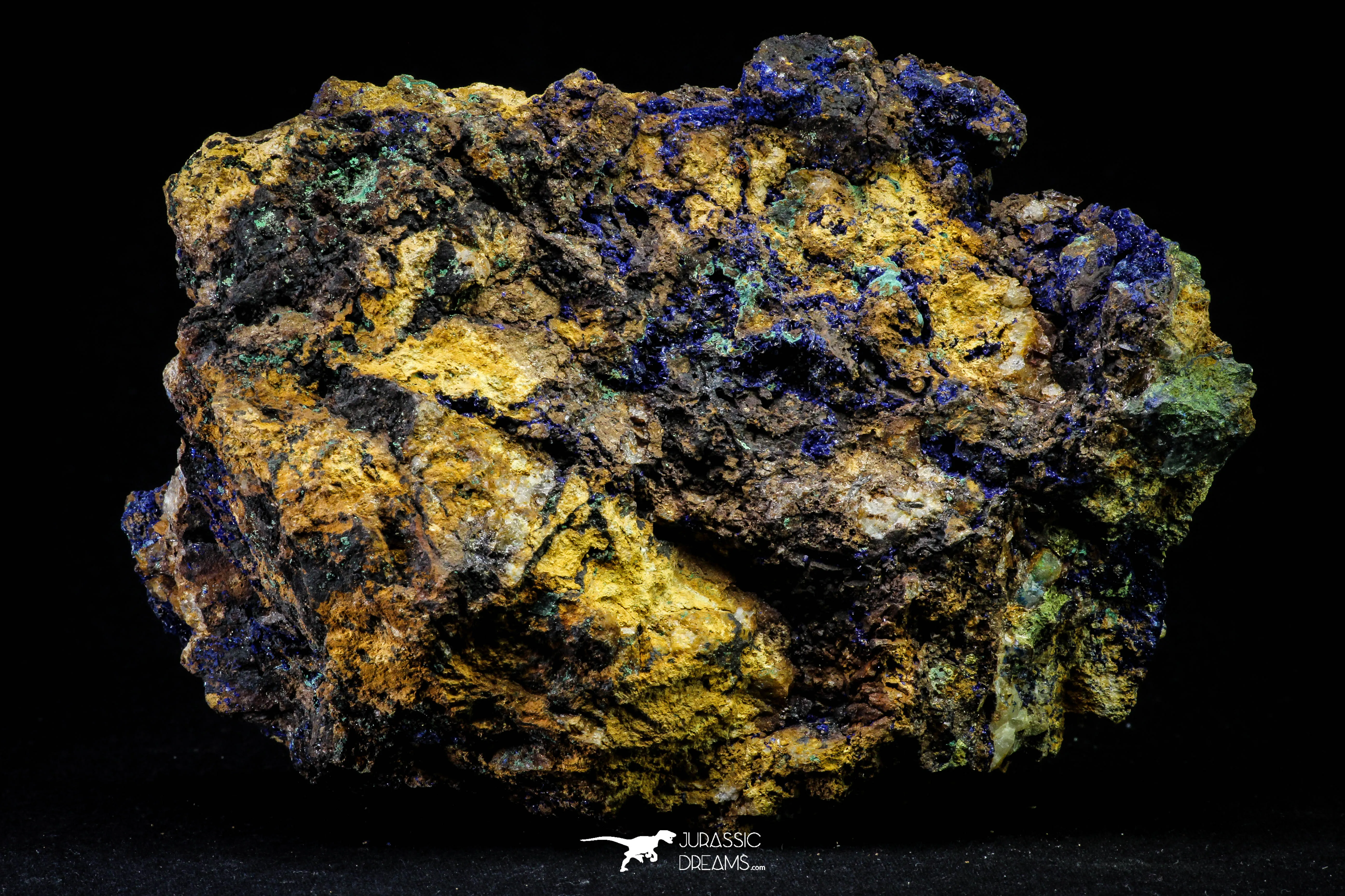 21194 - Beautiful Azurite Cristals   Malachite Cristals in Quartz Matrix - Alnif (South Morocco)