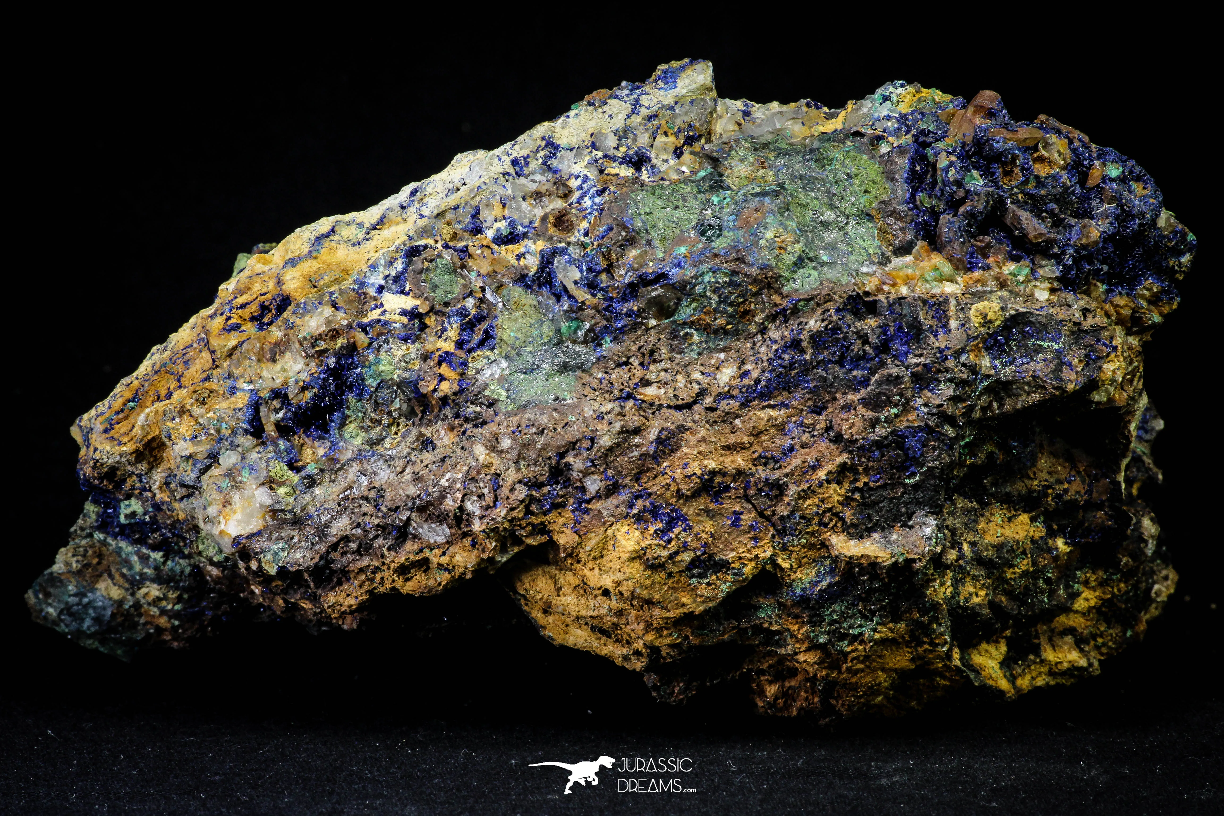 21194 - Beautiful Azurite Cristals   Malachite Cristals in Quartz Matrix - Alnif (South Morocco)