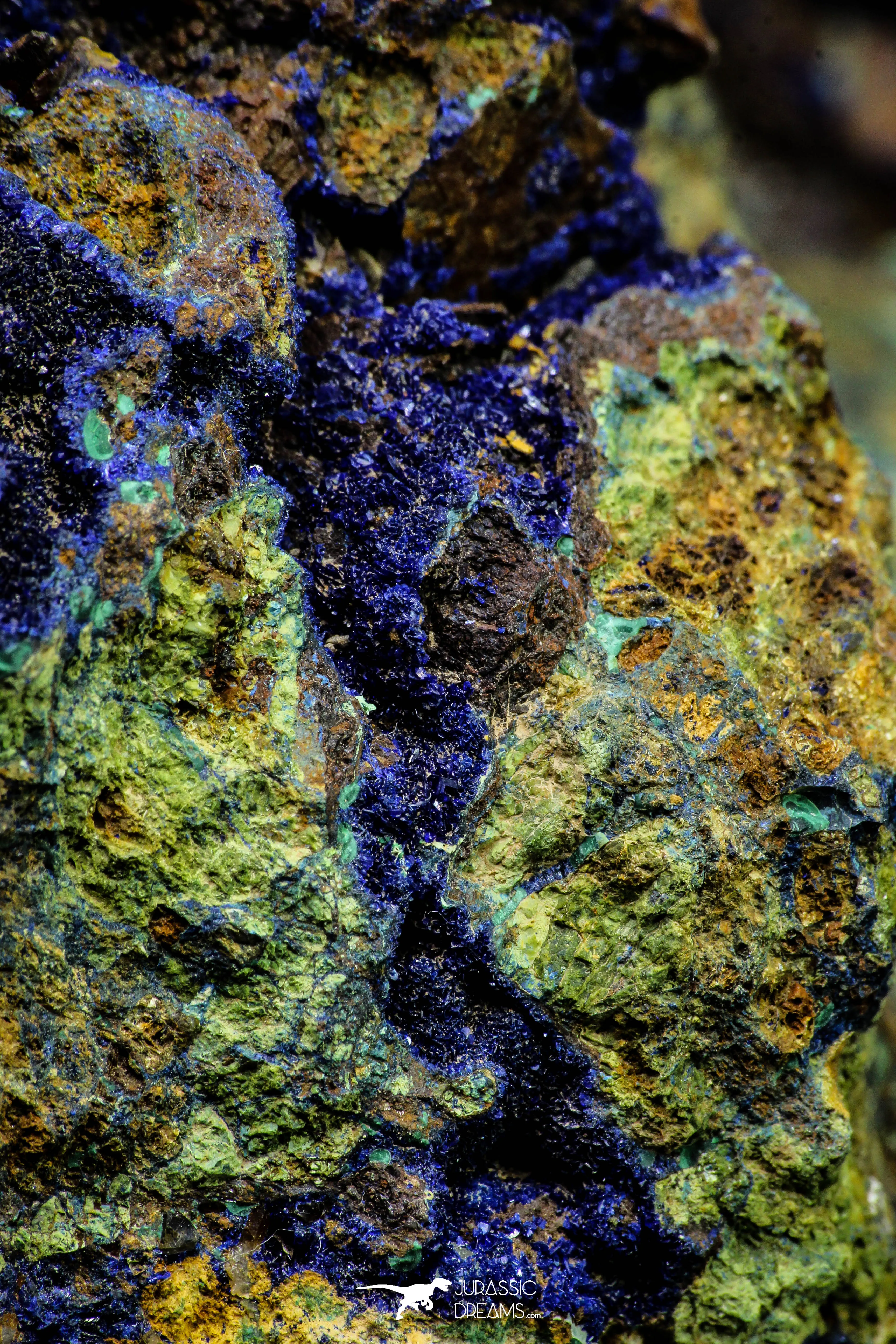 21194 - Beautiful Azurite Cristals   Malachite Cristals in Quartz Matrix - Alnif (South Morocco)
