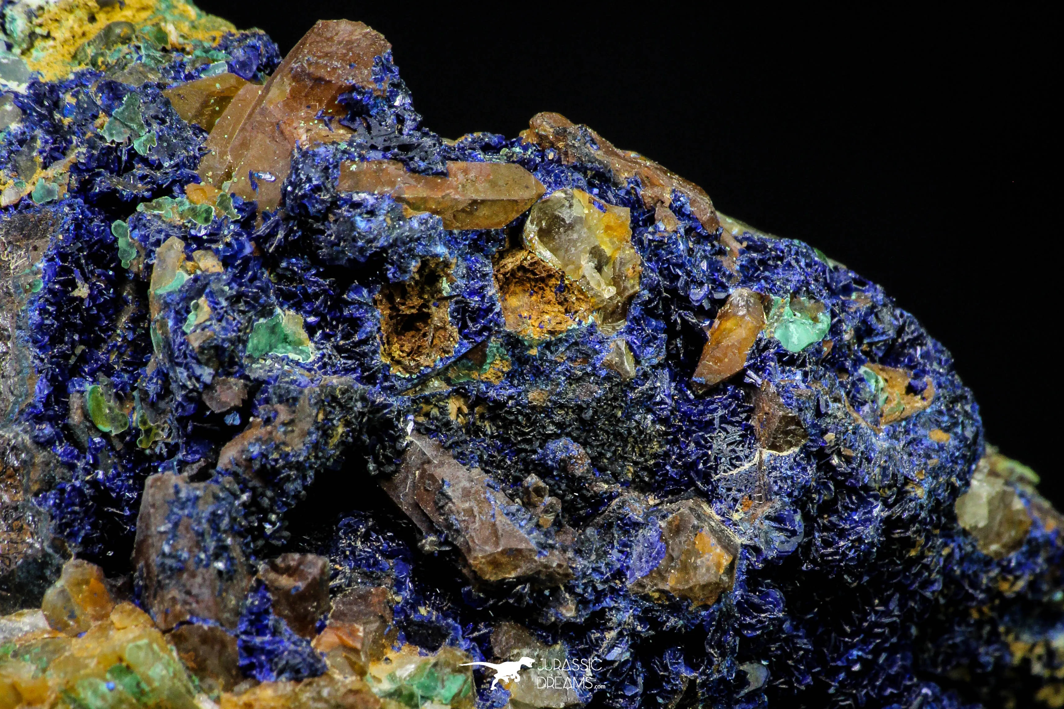 21194 - Beautiful Azurite Cristals   Malachite Cristals in Quartz Matrix - Alnif (South Morocco)