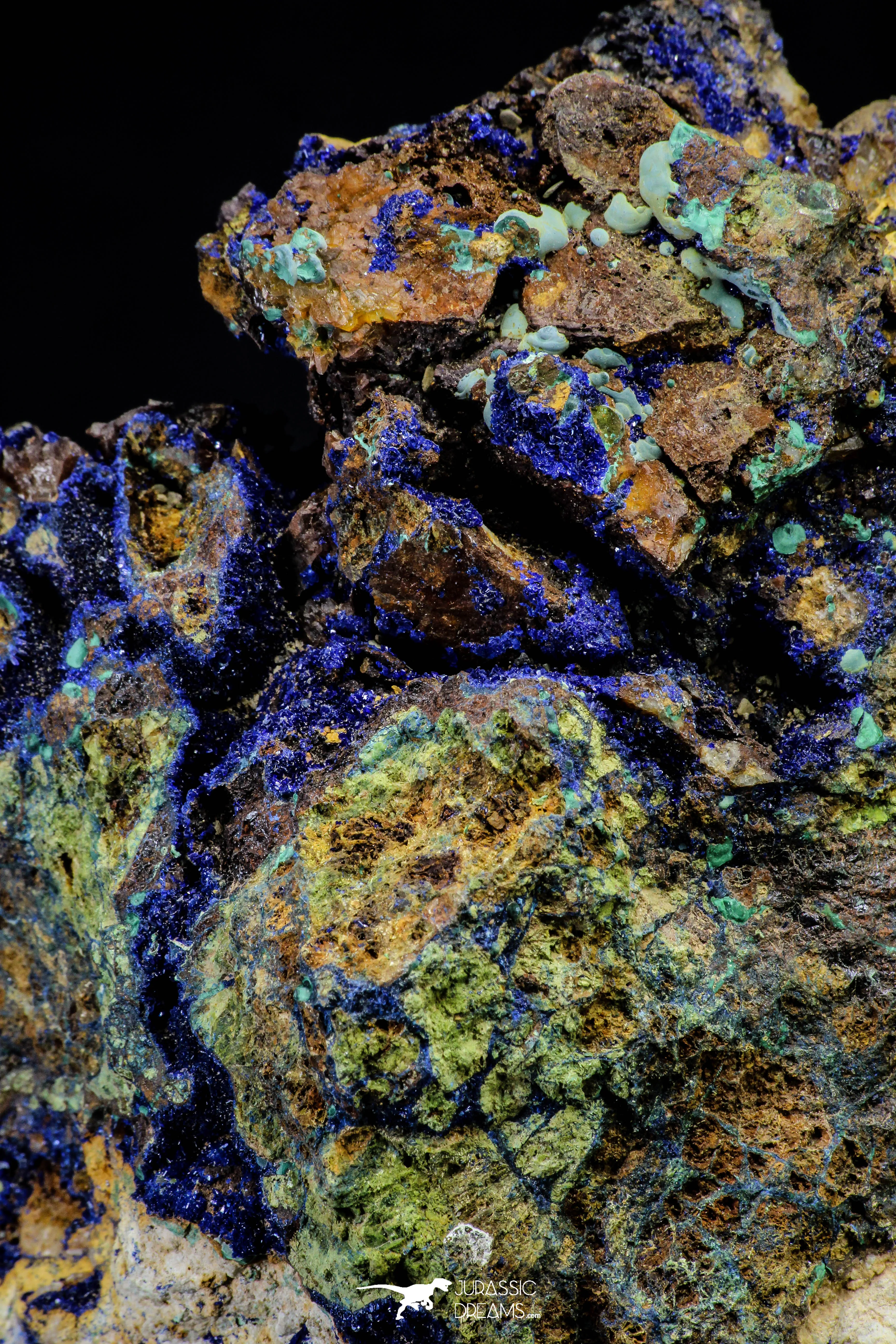 21194 - Beautiful Azurite Cristals   Malachite Cristals in Quartz Matrix - Alnif (South Morocco)