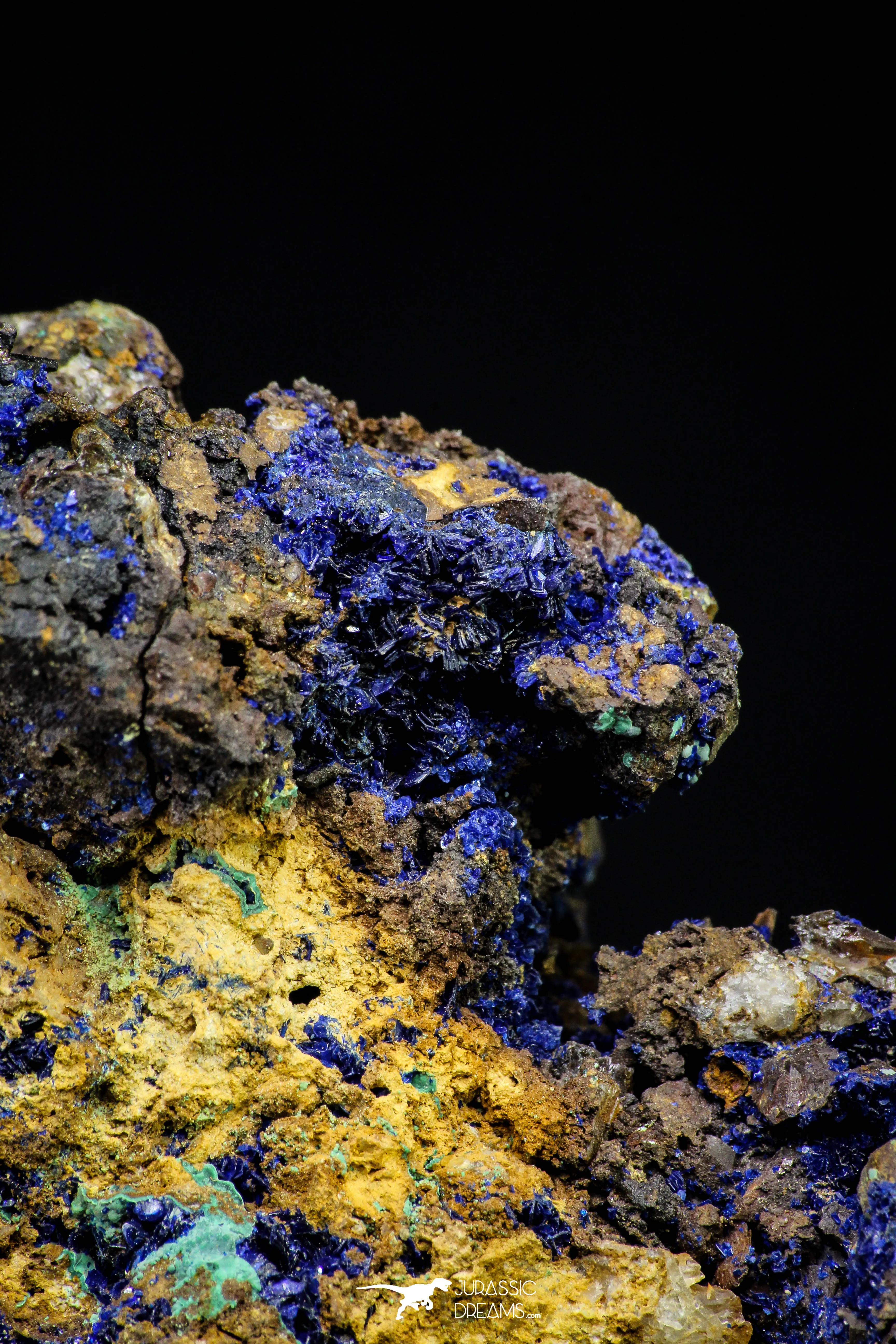 21194 - Beautiful Azurite Cristals   Malachite Cristals in Quartz Matrix - Alnif (South Morocco)