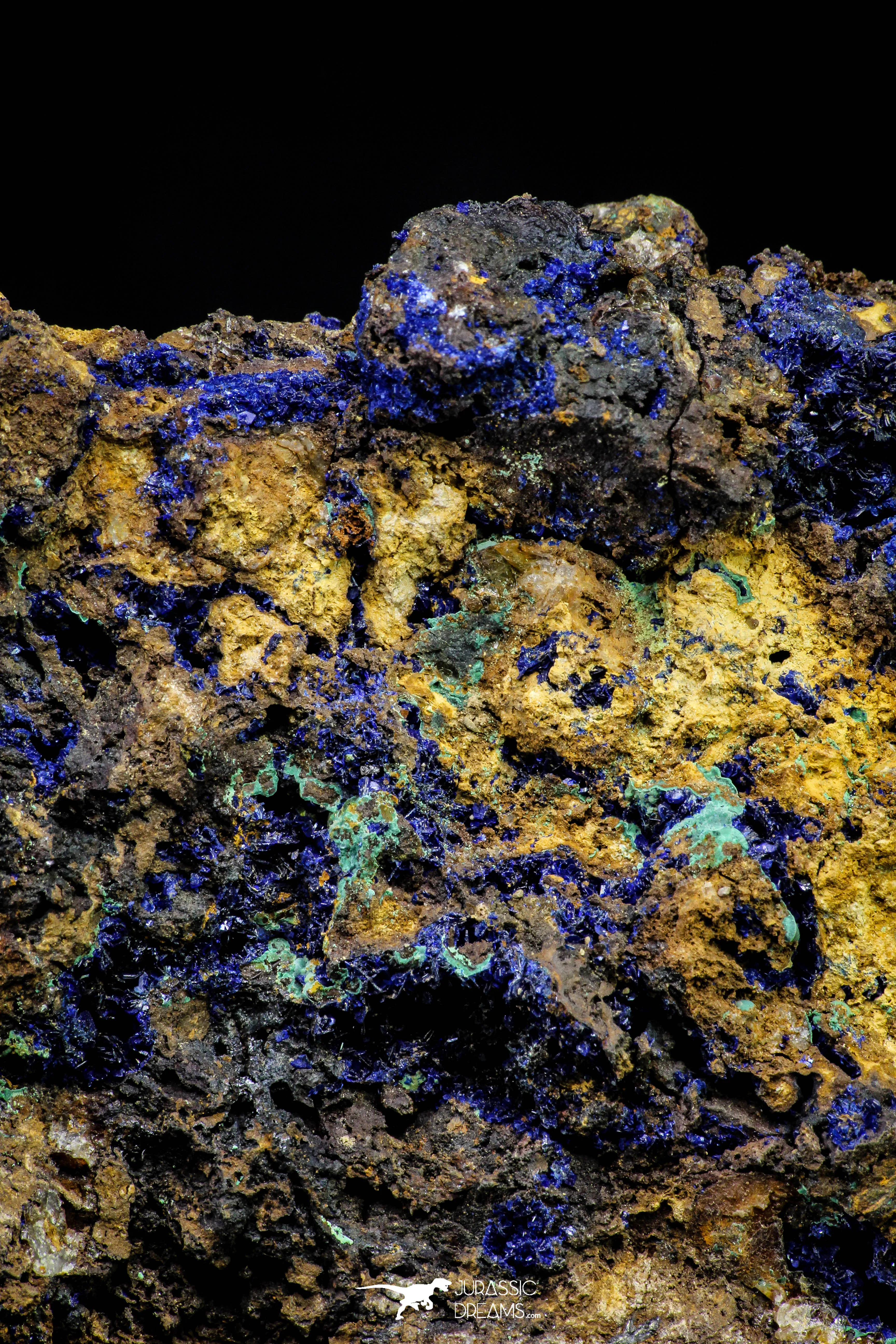21194 - Beautiful Azurite Cristals   Malachite Cristals in Quartz Matrix - Alnif (South Morocco)