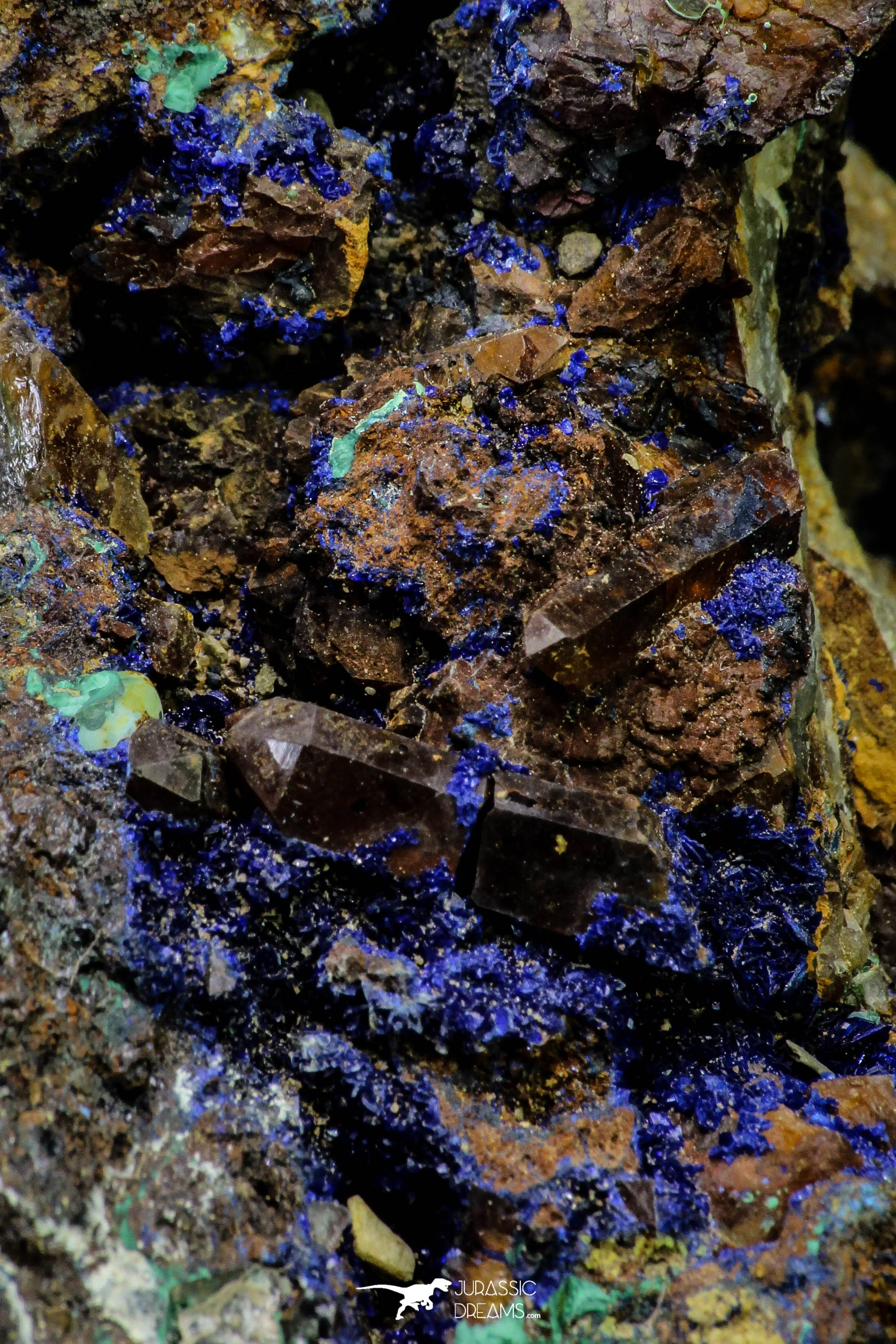 21194 - Beautiful Azurite Cristals   Malachite Cristals in Quartz Matrix - Alnif (South Morocco)