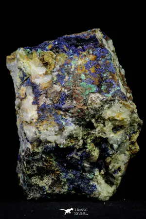 21195 - Beautiful Azurite Cristals   Malachite Cristals   Pyrite Crystals in Quartz Matrix - Alnif (South Morocco)