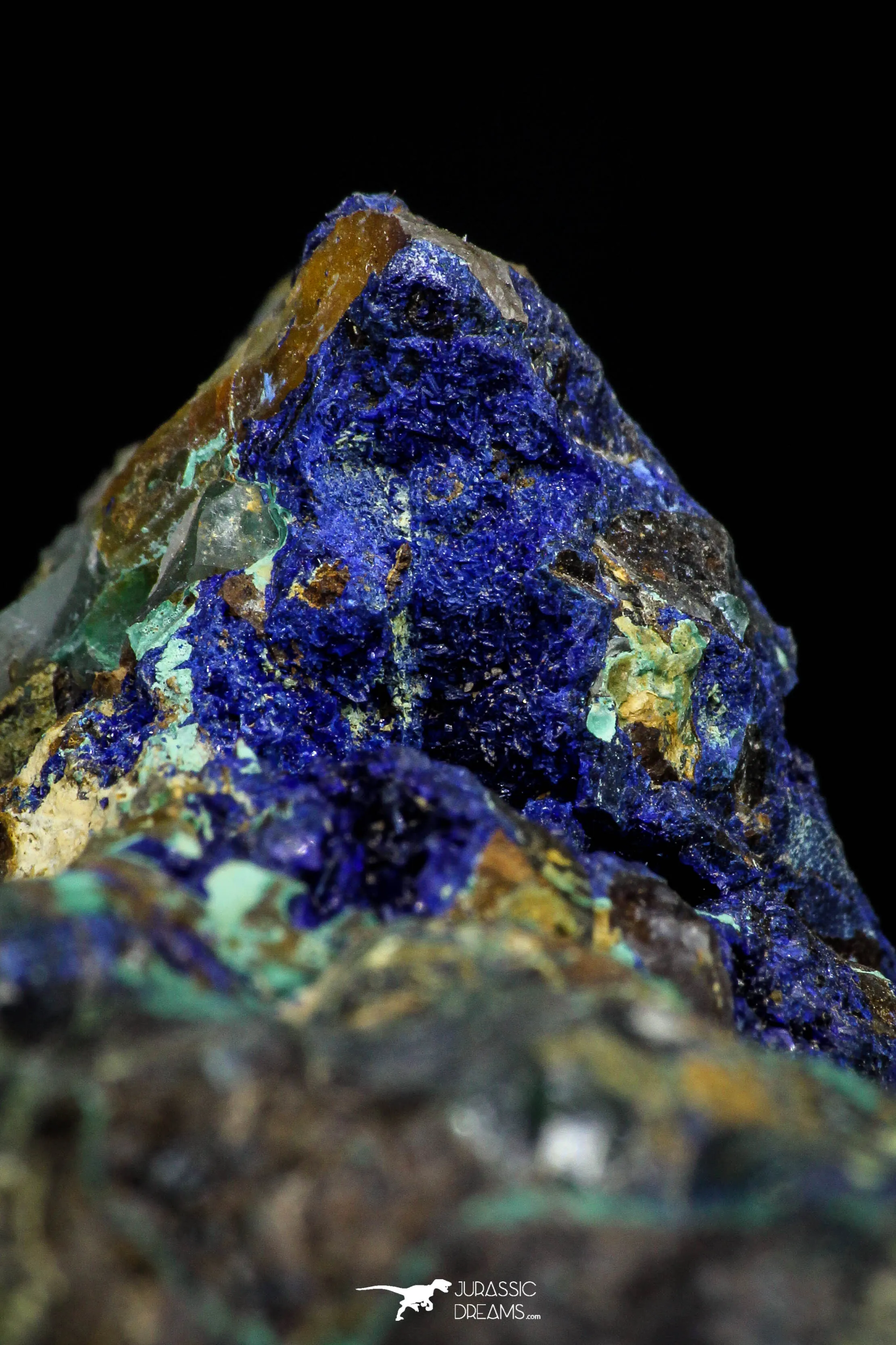 21196 - Beautiful Azurite Cristals   Malachite Cristals   Pyrite Crystals in Quartz Matrix - Alnif (South Morocco)