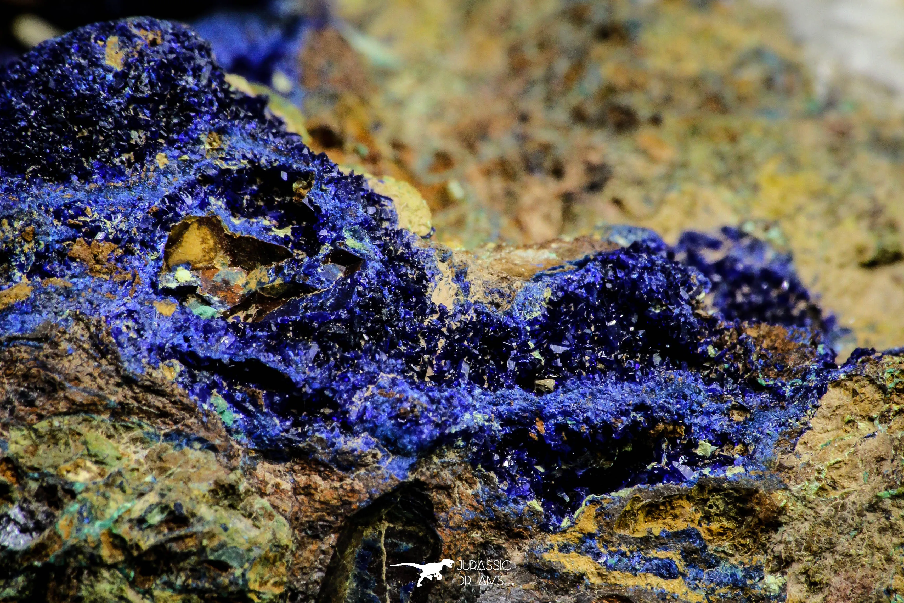 21197 - Beautiful Azurite Cristals   Malachite Cristals   Pyrite Crystals in Quartz Matrix - Alnif (South Morocco)