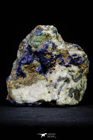 21197 - Beautiful Azurite Cristals   Malachite Cristals   Pyrite Crystals in Quartz Matrix - Alnif (South Morocco)