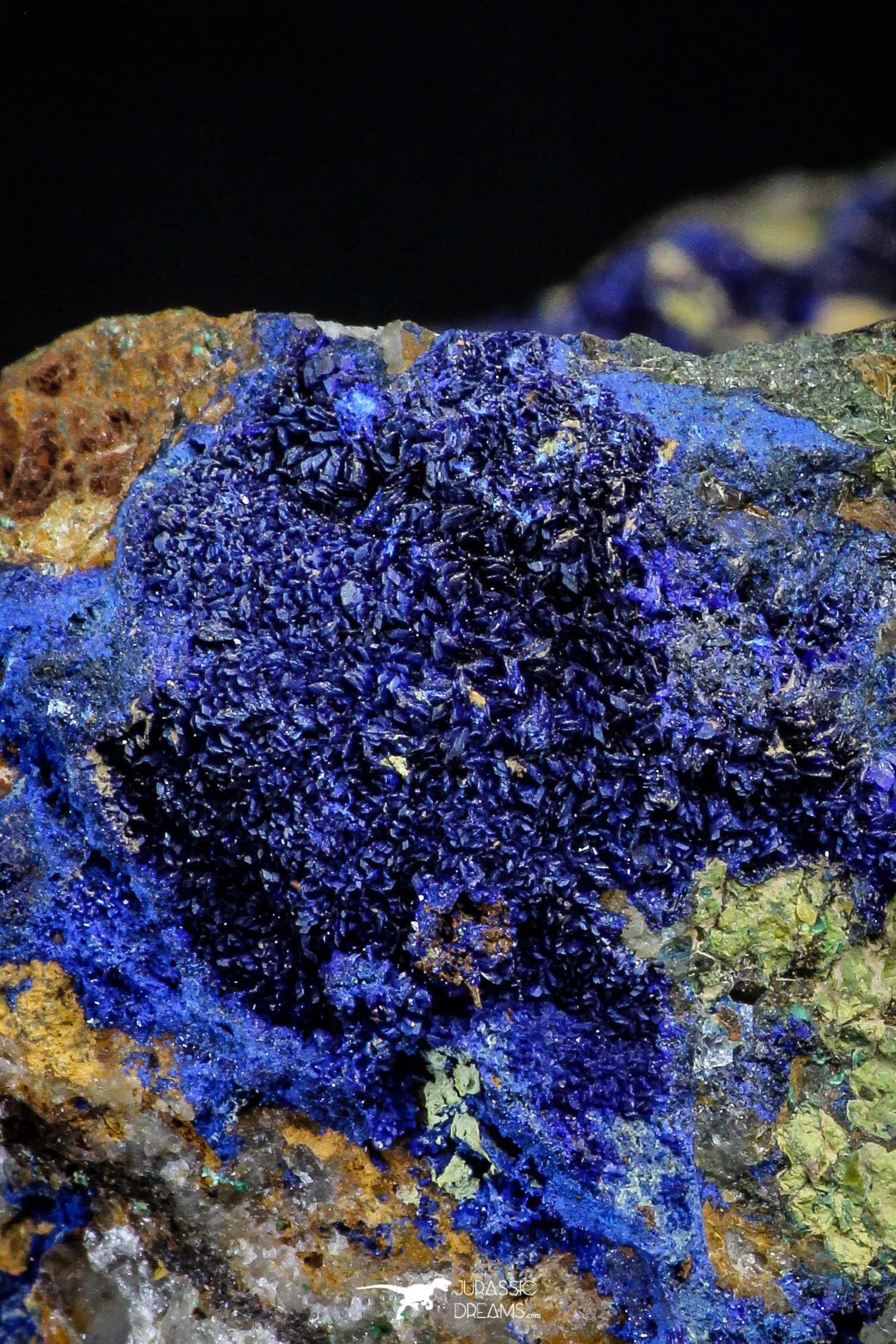 21197 - Beautiful Azurite Cristals   Malachite Cristals   Pyrite Crystals in Quartz Matrix - Alnif (South Morocco)