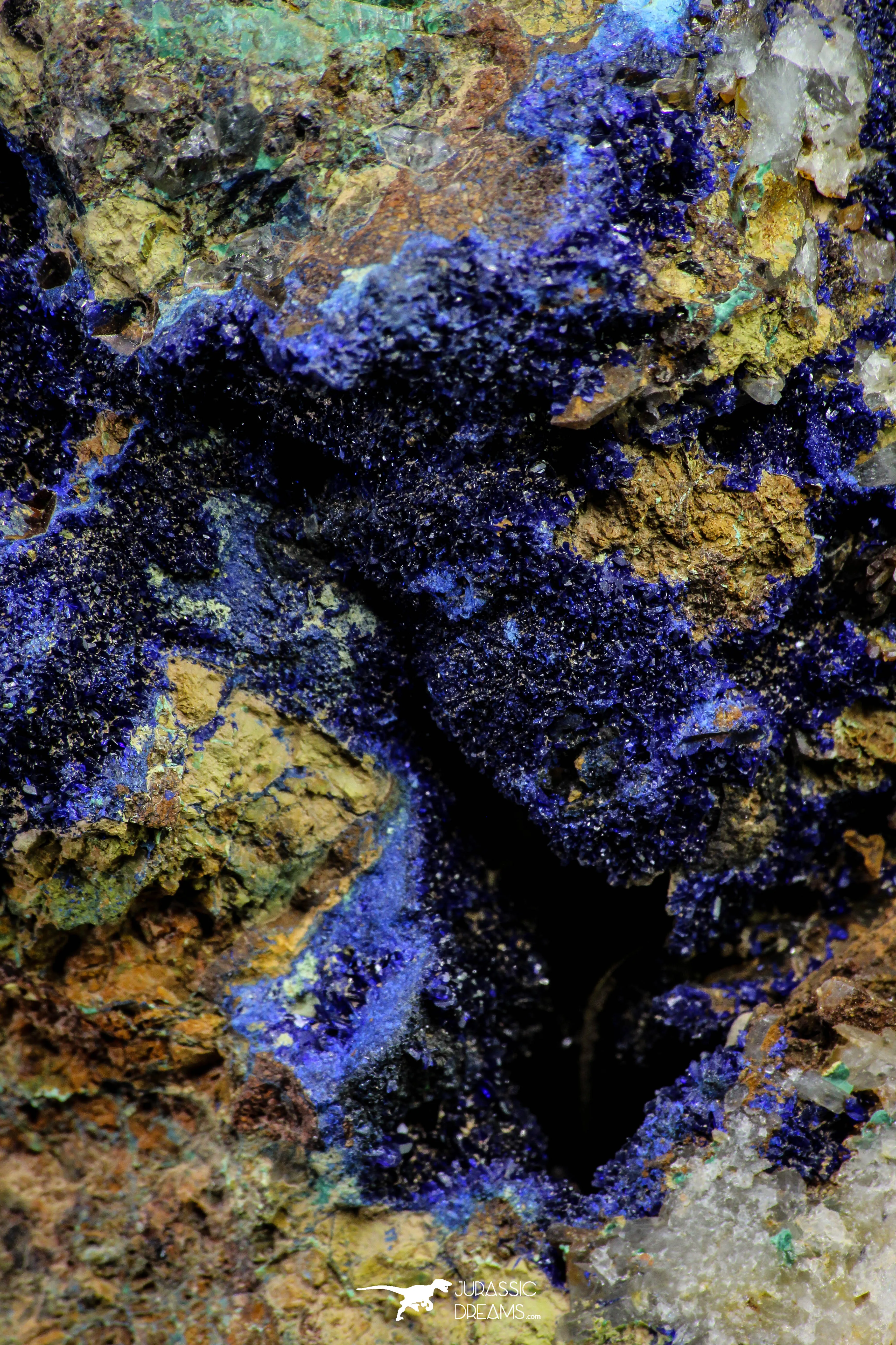 21197 - Beautiful Azurite Cristals   Malachite Cristals   Pyrite Crystals in Quartz Matrix - Alnif (South Morocco)