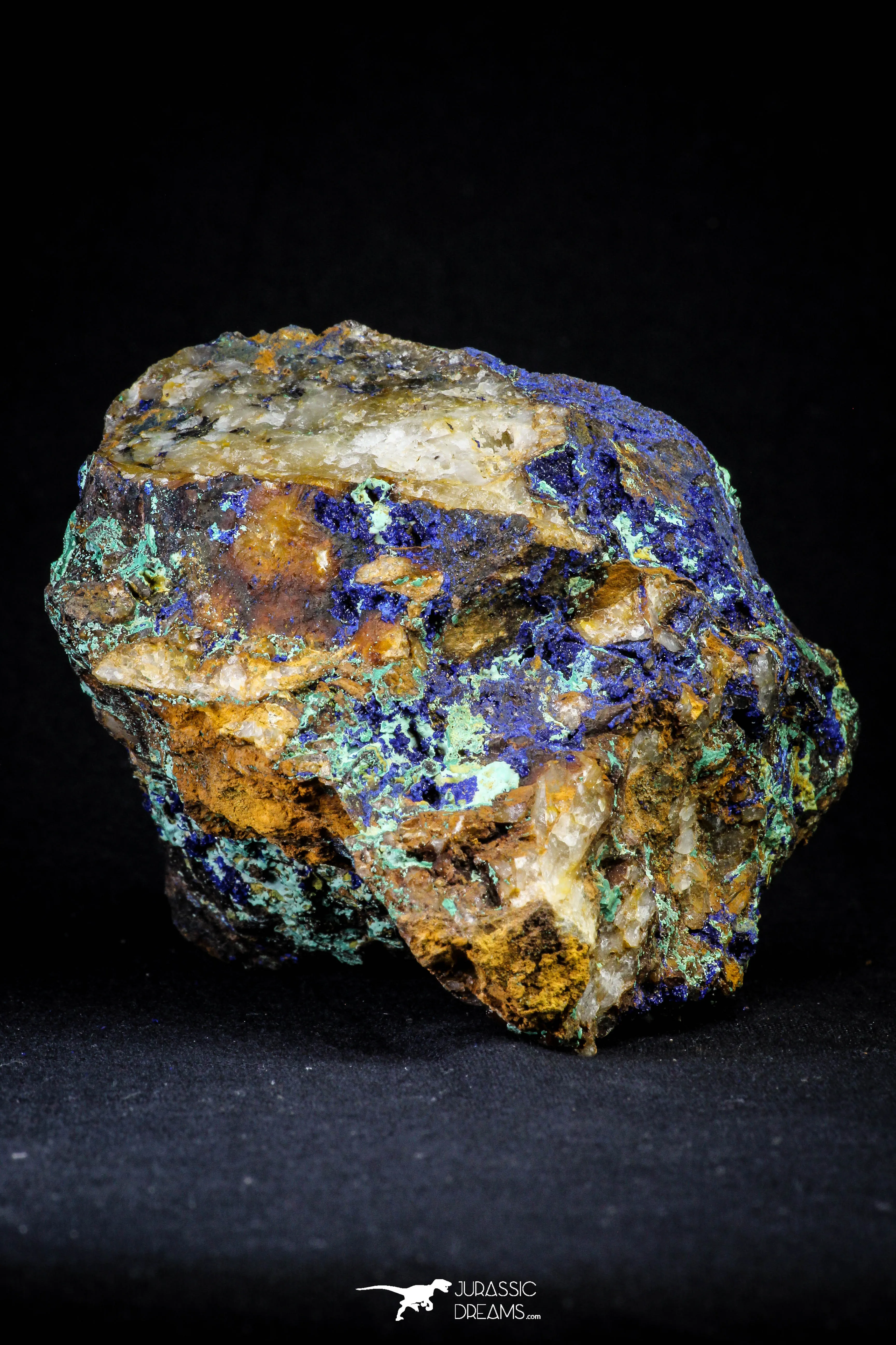 21198 - Beautiful Azurite Cristals   Malachite Cristals in Quartz Matrix - Alnif (South Morocco)