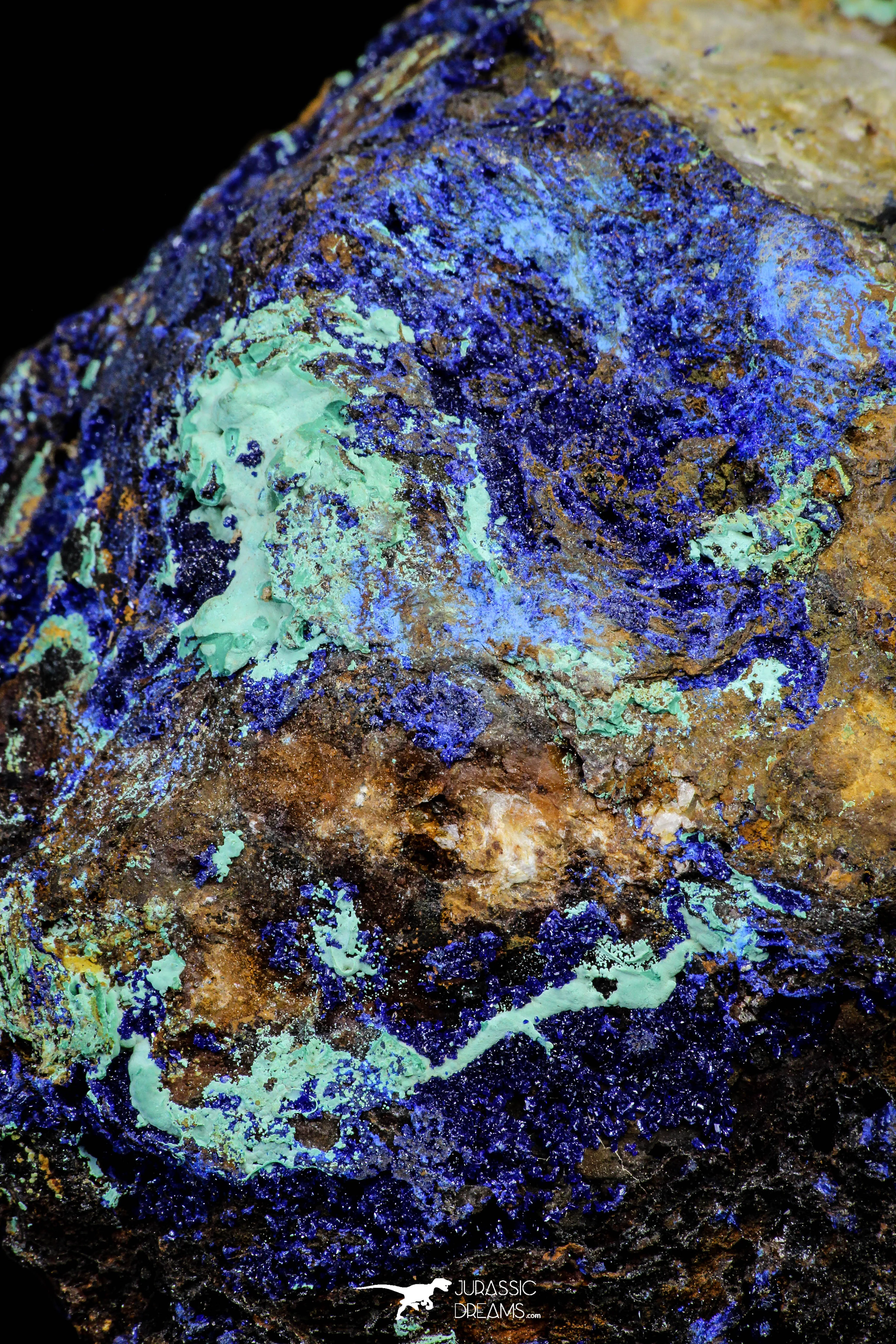 21198 - Beautiful Azurite Cristals   Malachite Cristals in Quartz Matrix - Alnif (South Morocco)