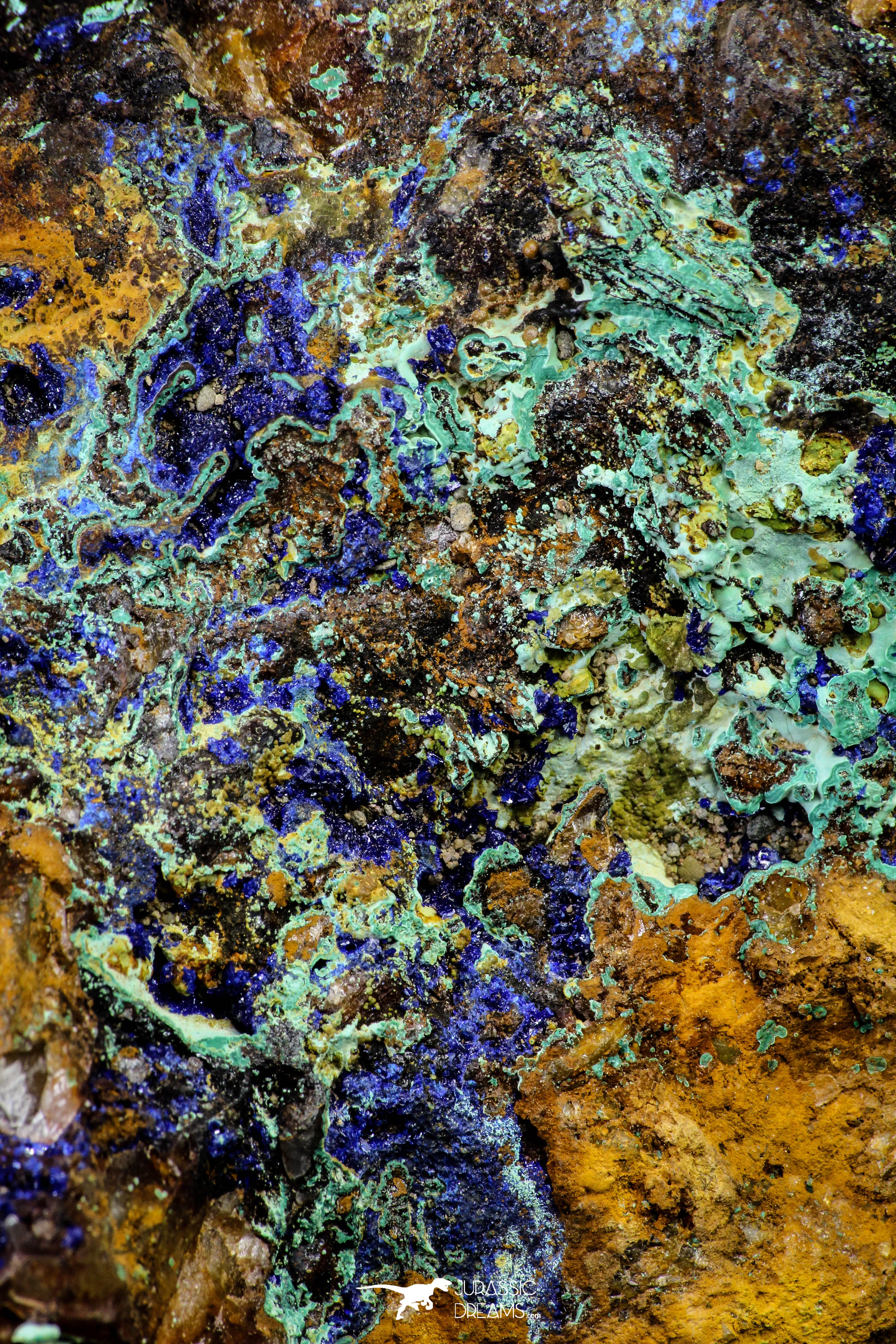 21198 - Beautiful Azurite Cristals   Malachite Cristals in Quartz Matrix - Alnif (South Morocco)