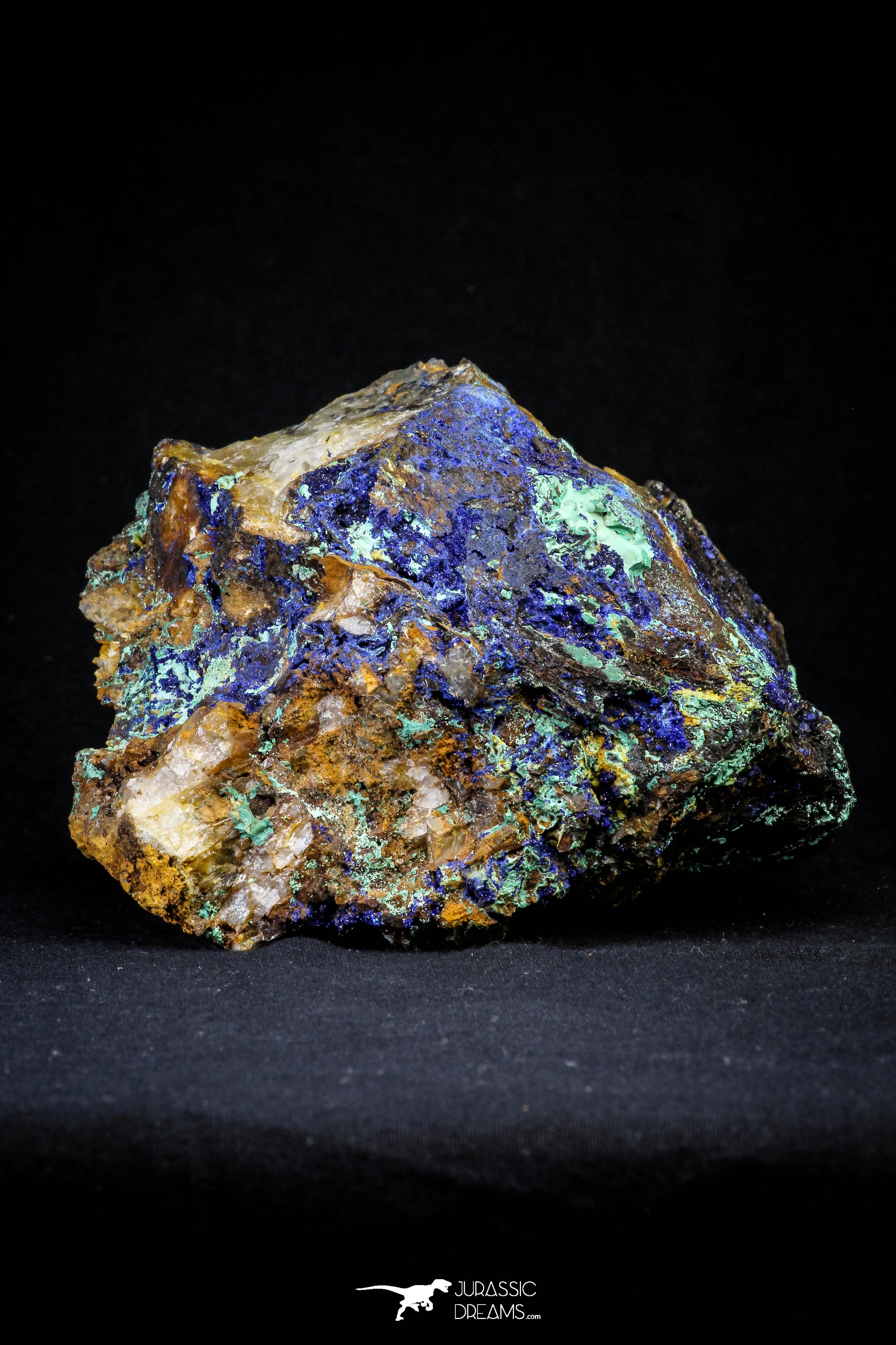 21198 - Beautiful Azurite Cristals   Malachite Cristals in Quartz Matrix - Alnif (South Morocco)