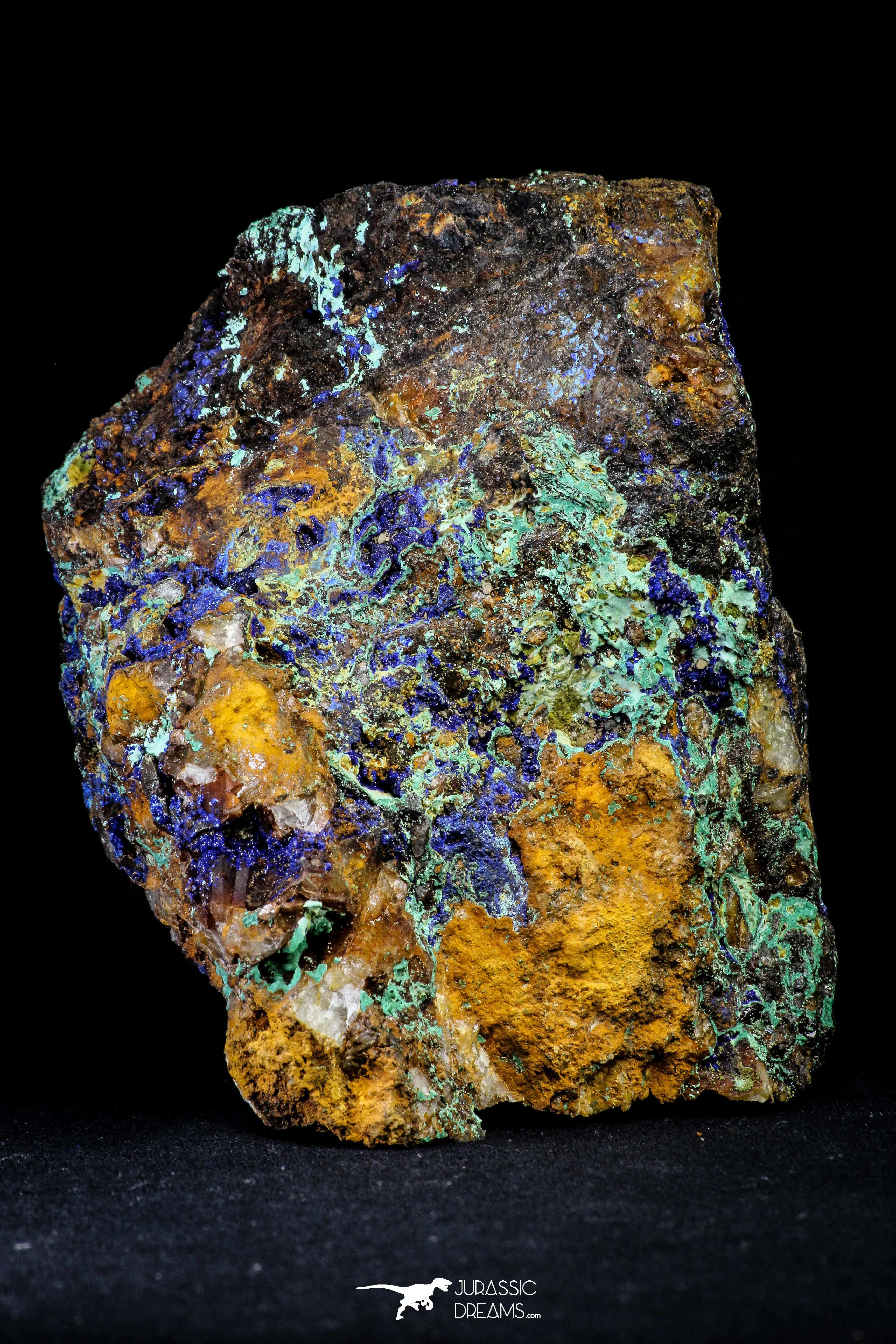 21198 - Beautiful Azurite Cristals   Malachite Cristals in Quartz Matrix - Alnif (South Morocco)