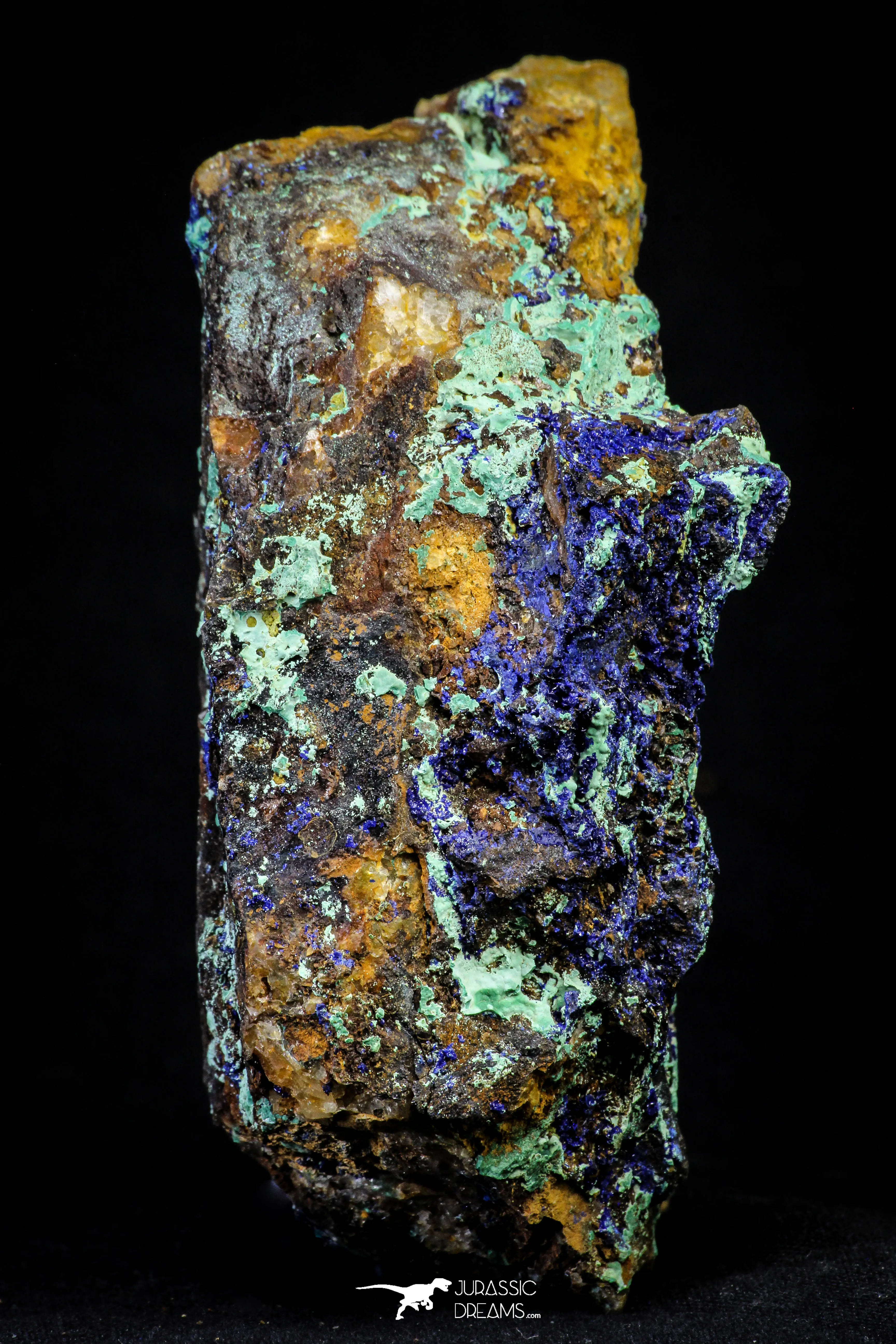 21199 - Beautiful Azurite Cristals   Malachite Cristals   Pyrite Crystals in Quartz Matrix - Alnif (South Morocco)