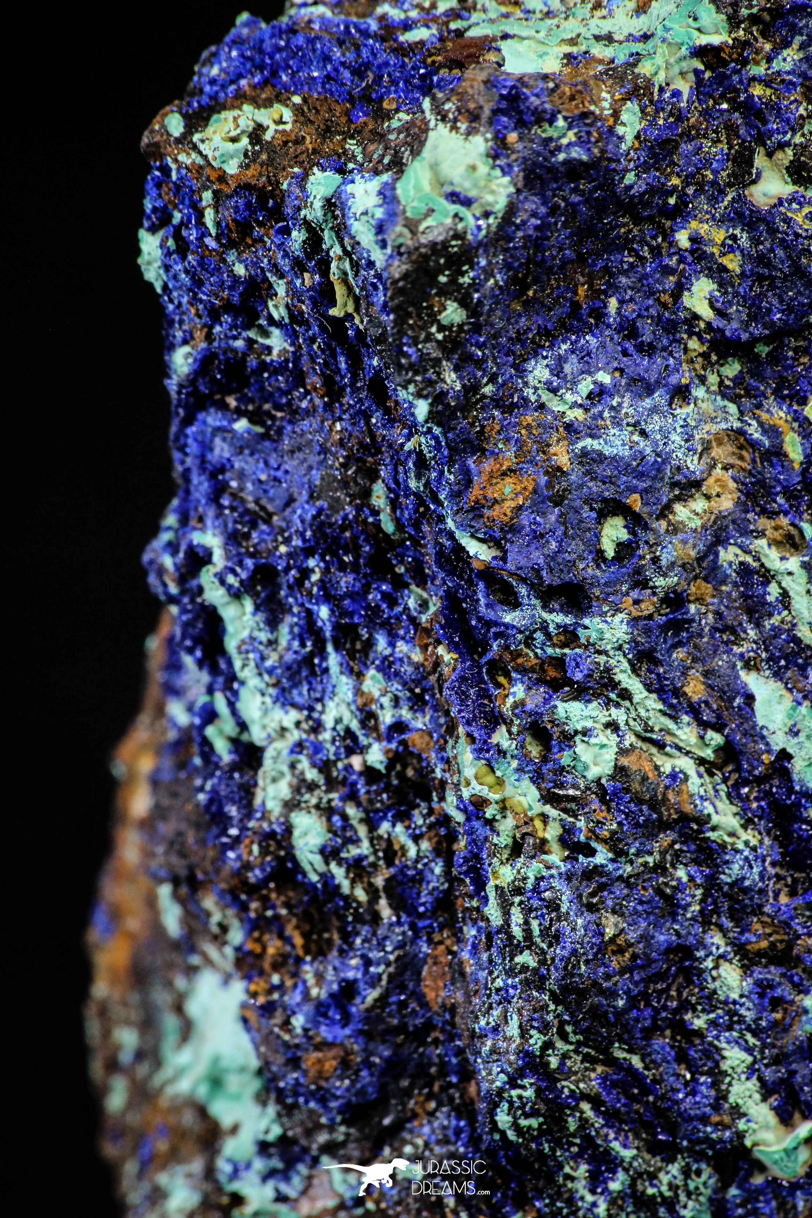 21199 - Beautiful Azurite Cristals   Malachite Cristals   Pyrite Crystals in Quartz Matrix - Alnif (South Morocco)