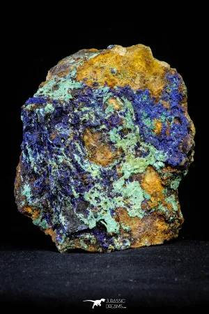 21199 - Beautiful Azurite Cristals   Malachite Cristals   Pyrite Crystals in Quartz Matrix - Alnif (South Morocco)