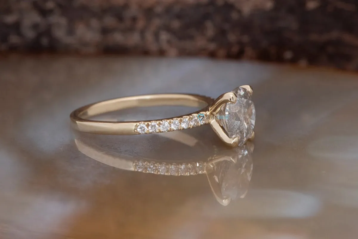 2.12 ct Salt and Pepper diamond engagement ring - Gray diamond
