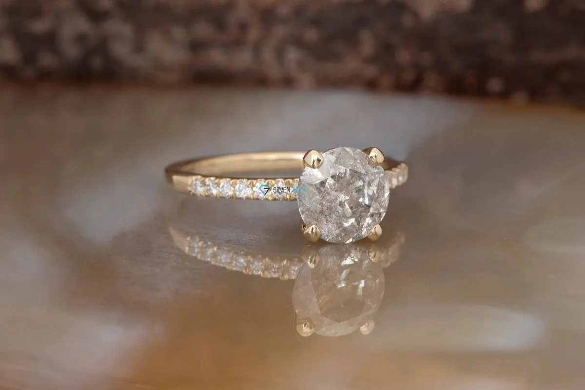 2.12 ct Salt and Pepper diamond engagement ring - Gray diamond