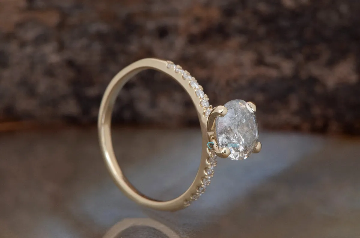 2.12 ct Salt and Pepper diamond engagement ring - Gray diamond