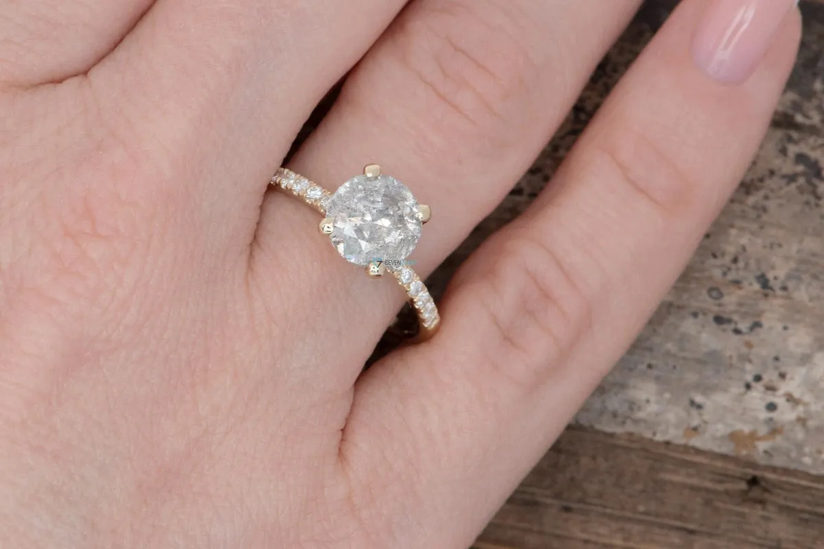 2.12 ct Salt and Pepper diamond engagement ring - Gray diamond