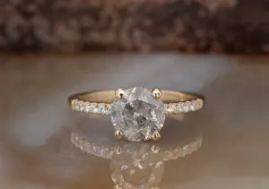 2.12 ct Salt and Pepper diamond engagement ring - Gray diamond