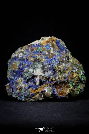 21201 - Beautiful Azurite Cristals   Malachite Cristals   Pyrite Crystals in Quartz Matrix - Alnif (South Morocco)