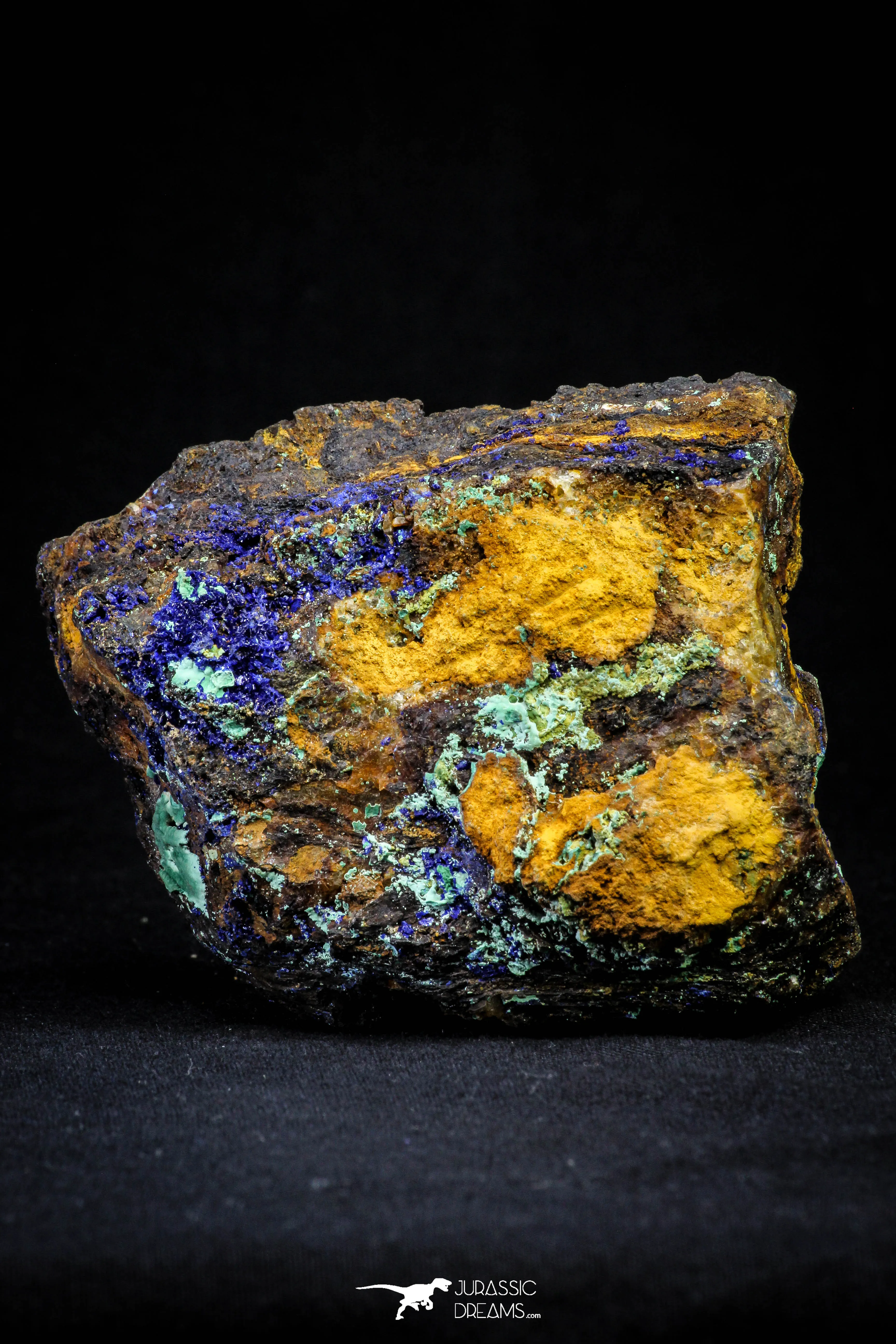 21202 - Beautiful Azurite Cristals   Malachite Cristals in Quartz Matrix - Alnif (South Morocco)