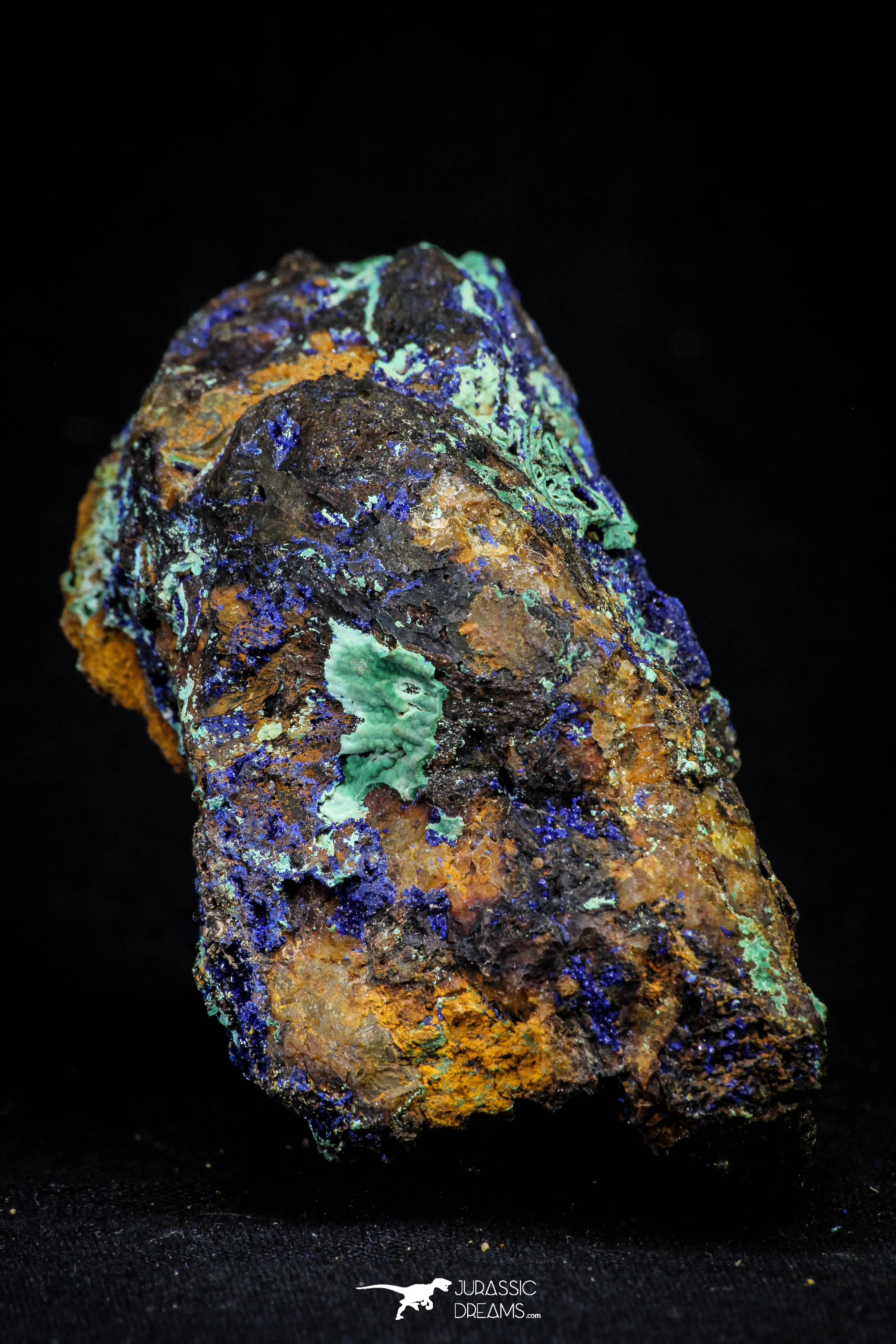 21202 - Beautiful Azurite Cristals   Malachite Cristals in Quartz Matrix - Alnif (South Morocco)