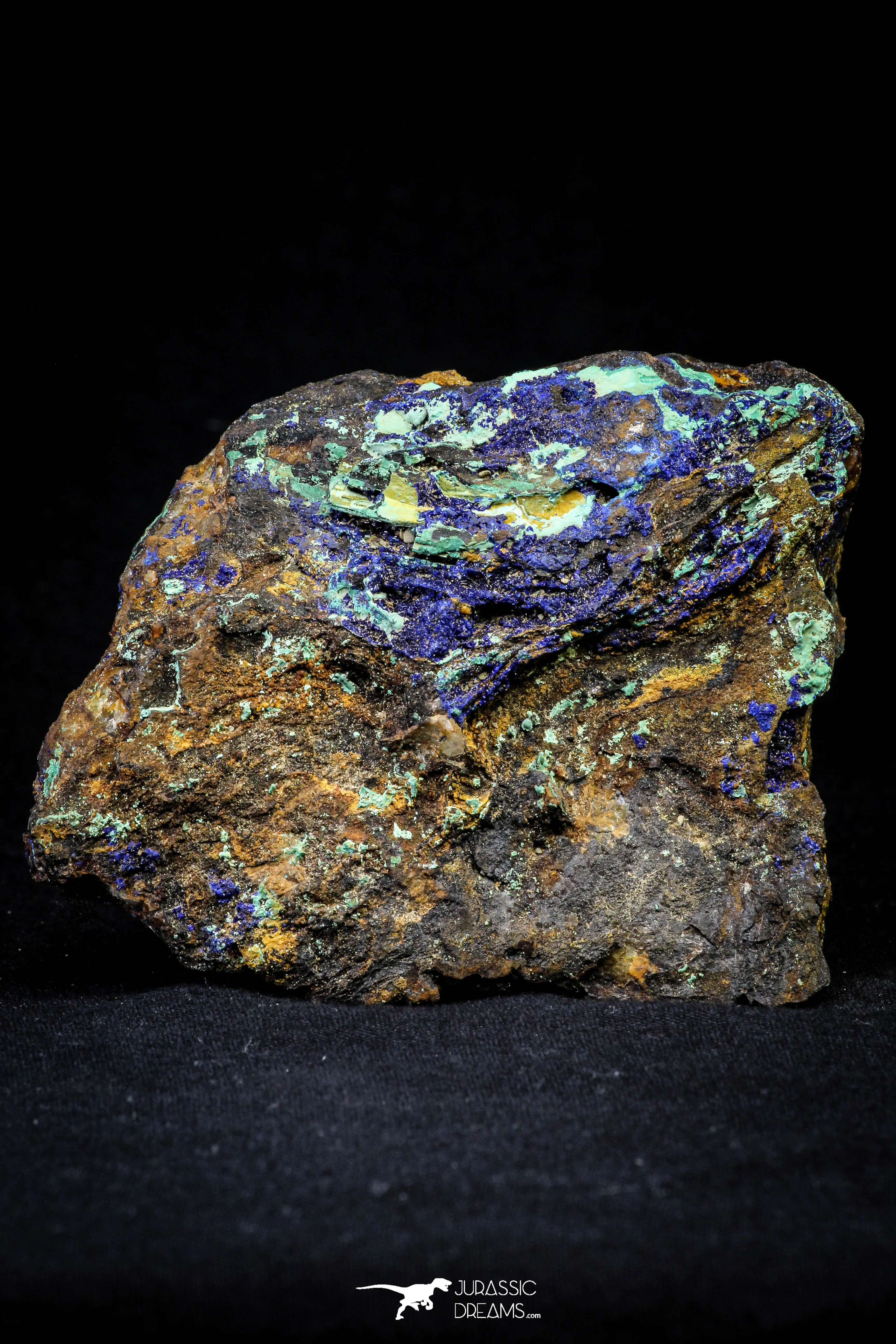 21202 - Beautiful Azurite Cristals   Malachite Cristals in Quartz Matrix - Alnif (South Morocco)