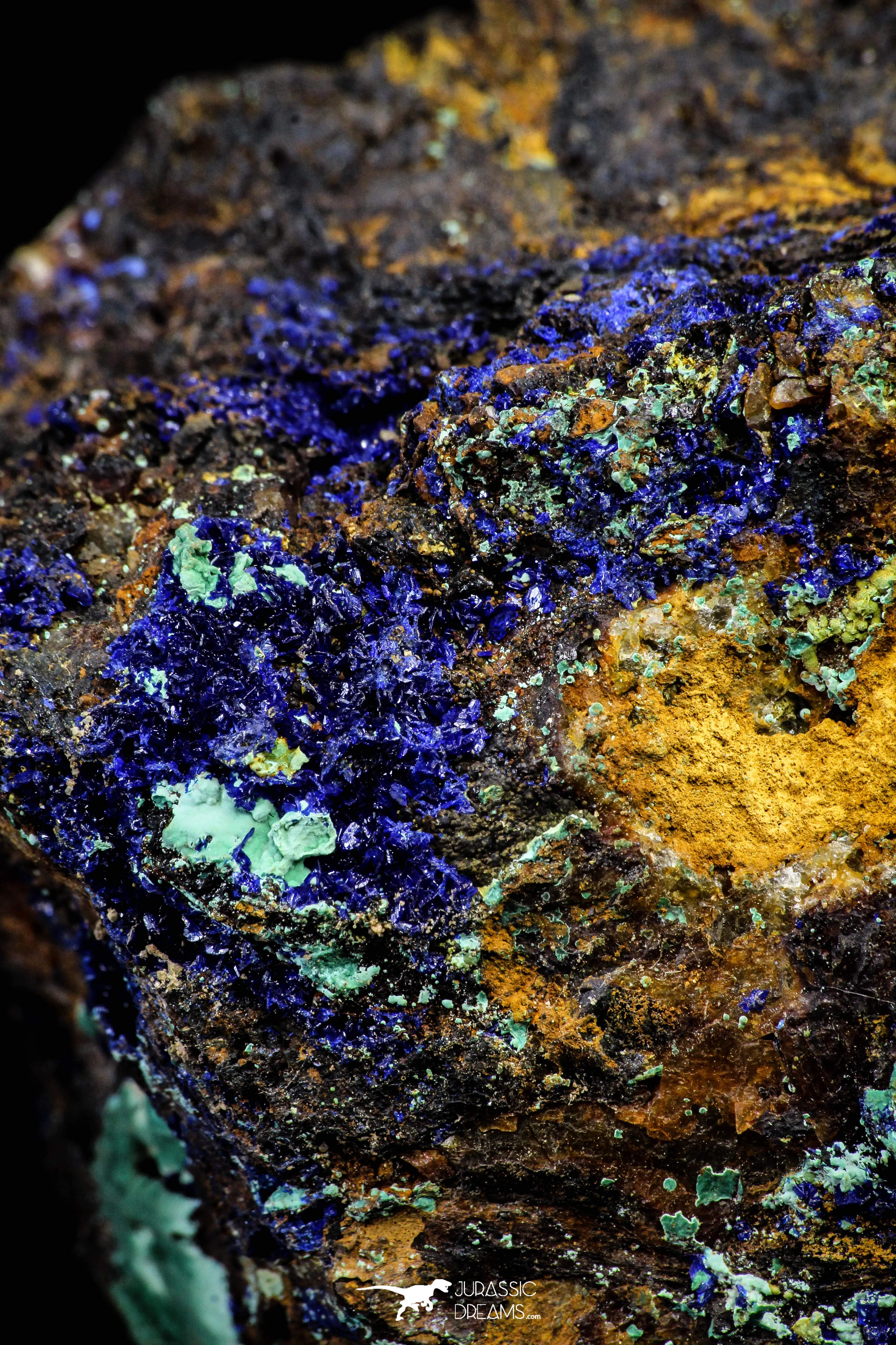 21202 - Beautiful Azurite Cristals   Malachite Cristals in Quartz Matrix - Alnif (South Morocco)