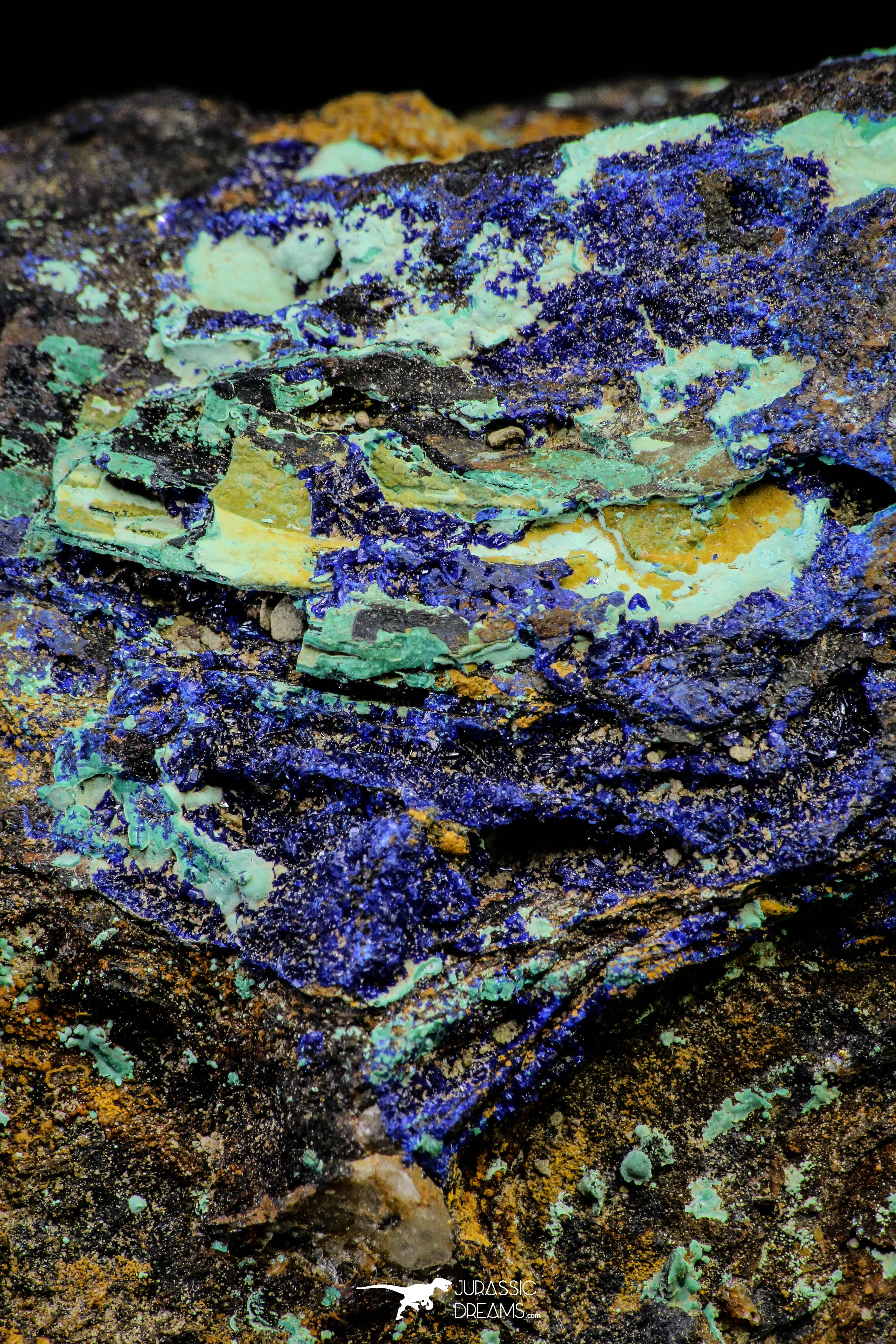 21202 - Beautiful Azurite Cristals   Malachite Cristals in Quartz Matrix - Alnif (South Morocco)