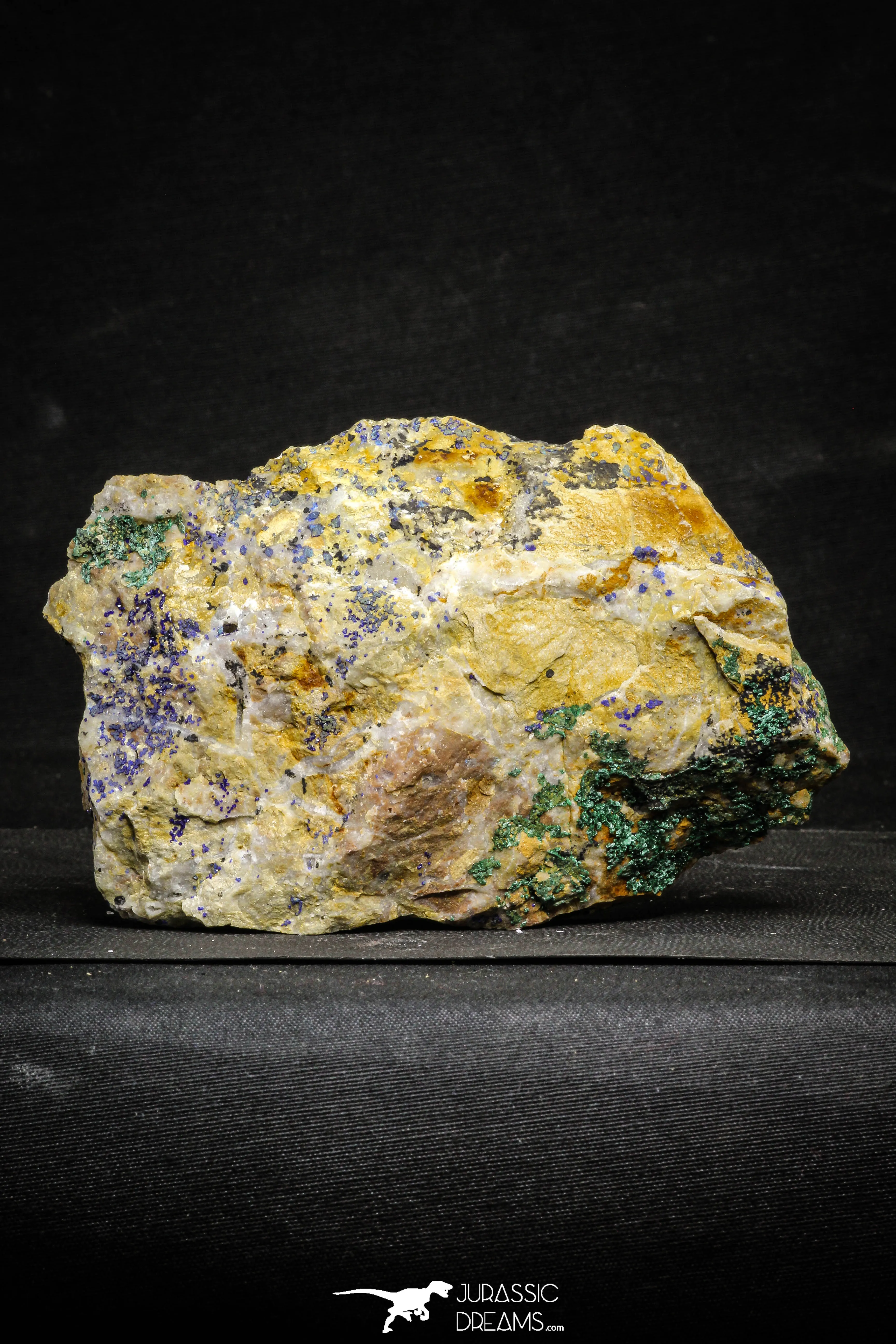 22195 - Beautiful Azurite Cristals   Malachite Cristals in Quartz Matrix - Alnif (South Morocco)