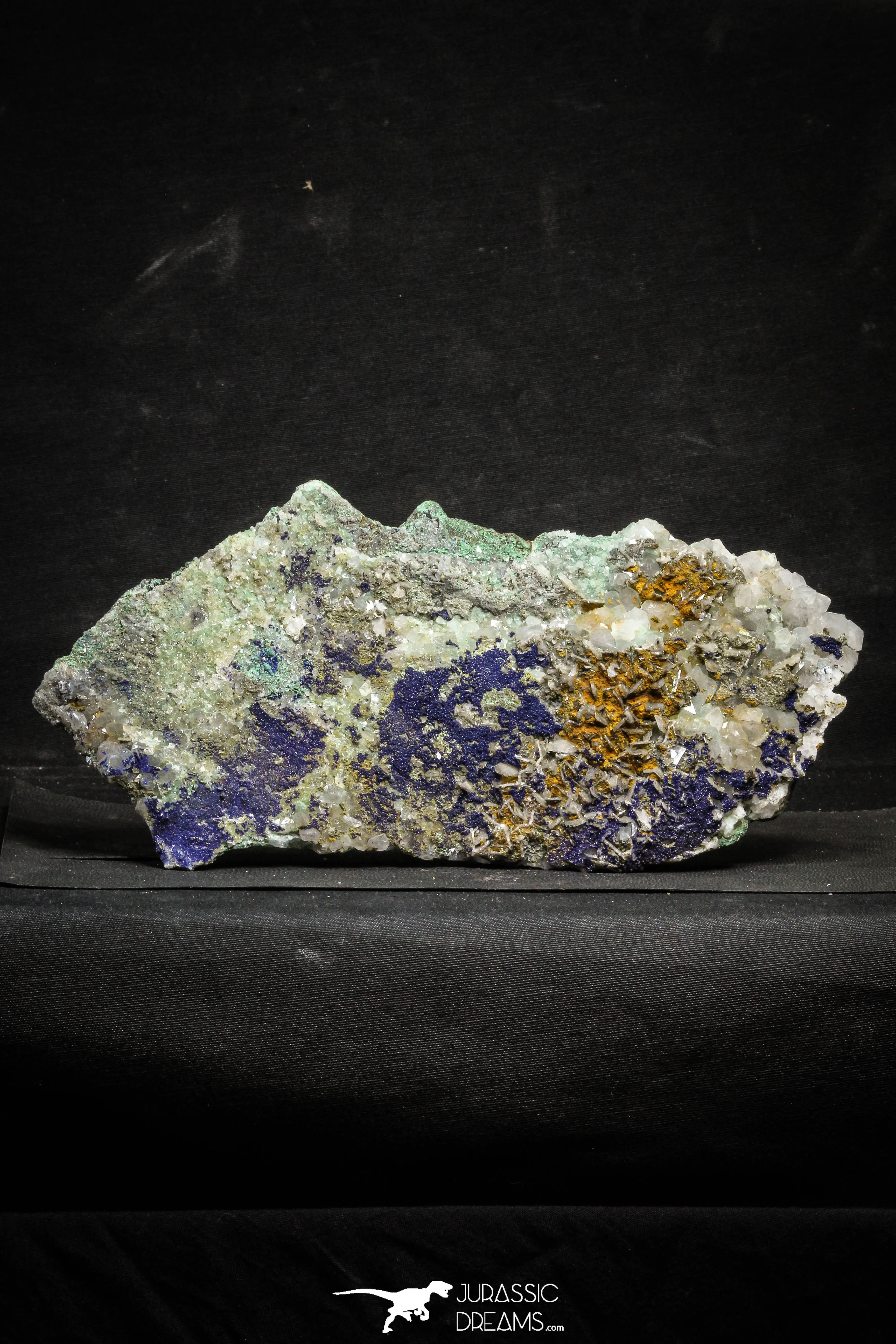 22197 - Azurite Crystals   Quartz Crystals   Barite Crystals in Natural Matrix