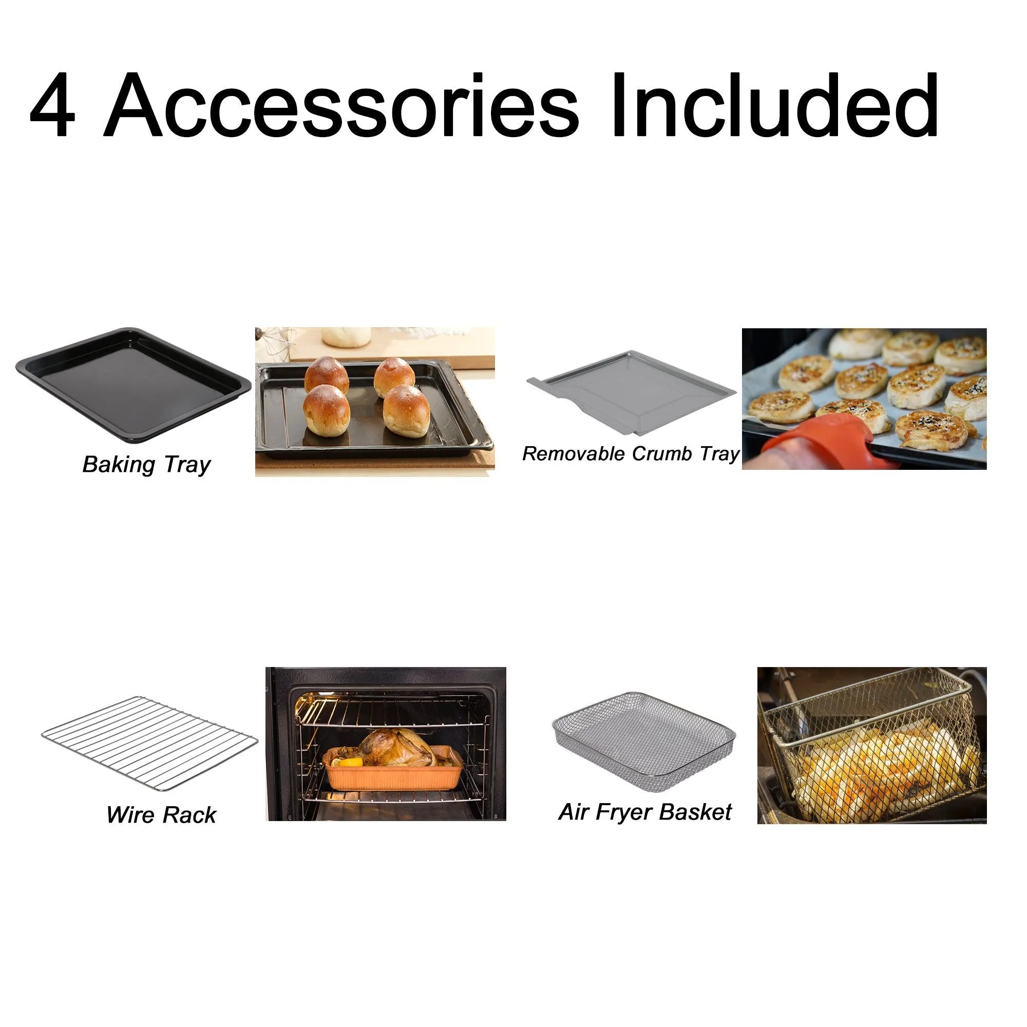 24QT Air Fryer Toaster Oven Combo | 8-in-1 Convection Countertop Oven with 4 Accessories | Stainless Steel Finish, 1700W Power